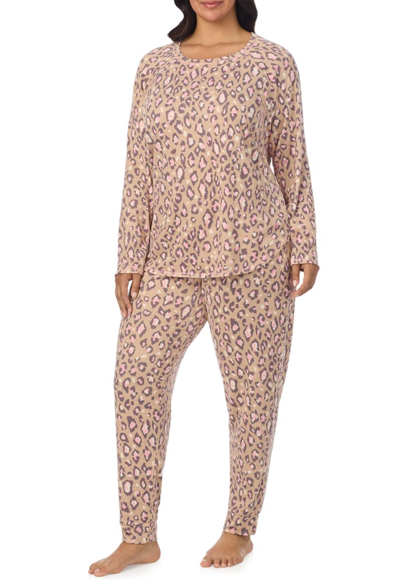 Plus Size Printed Sweater Knit Pajama Set