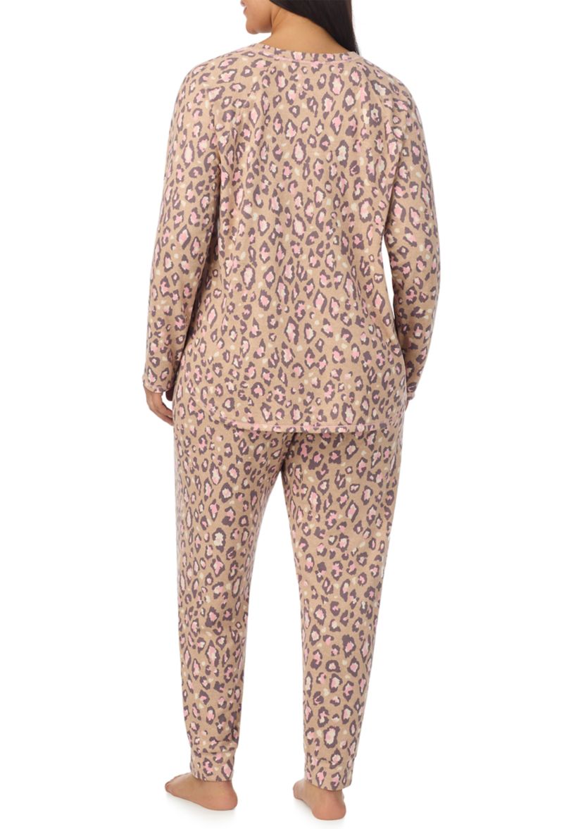 Plus Size Printed Sweater Knit Pajama Set
