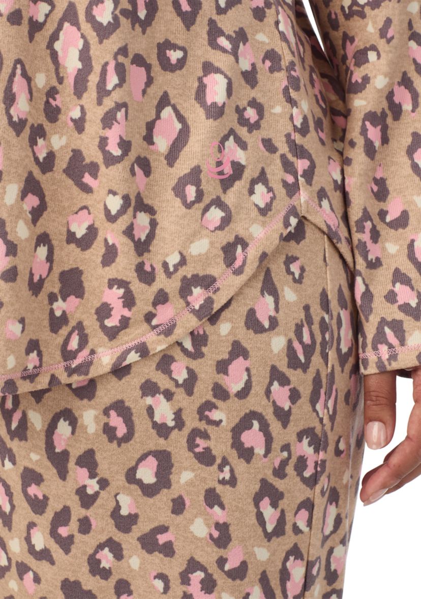Plus Size Printed Sweater Knit Pajama Set