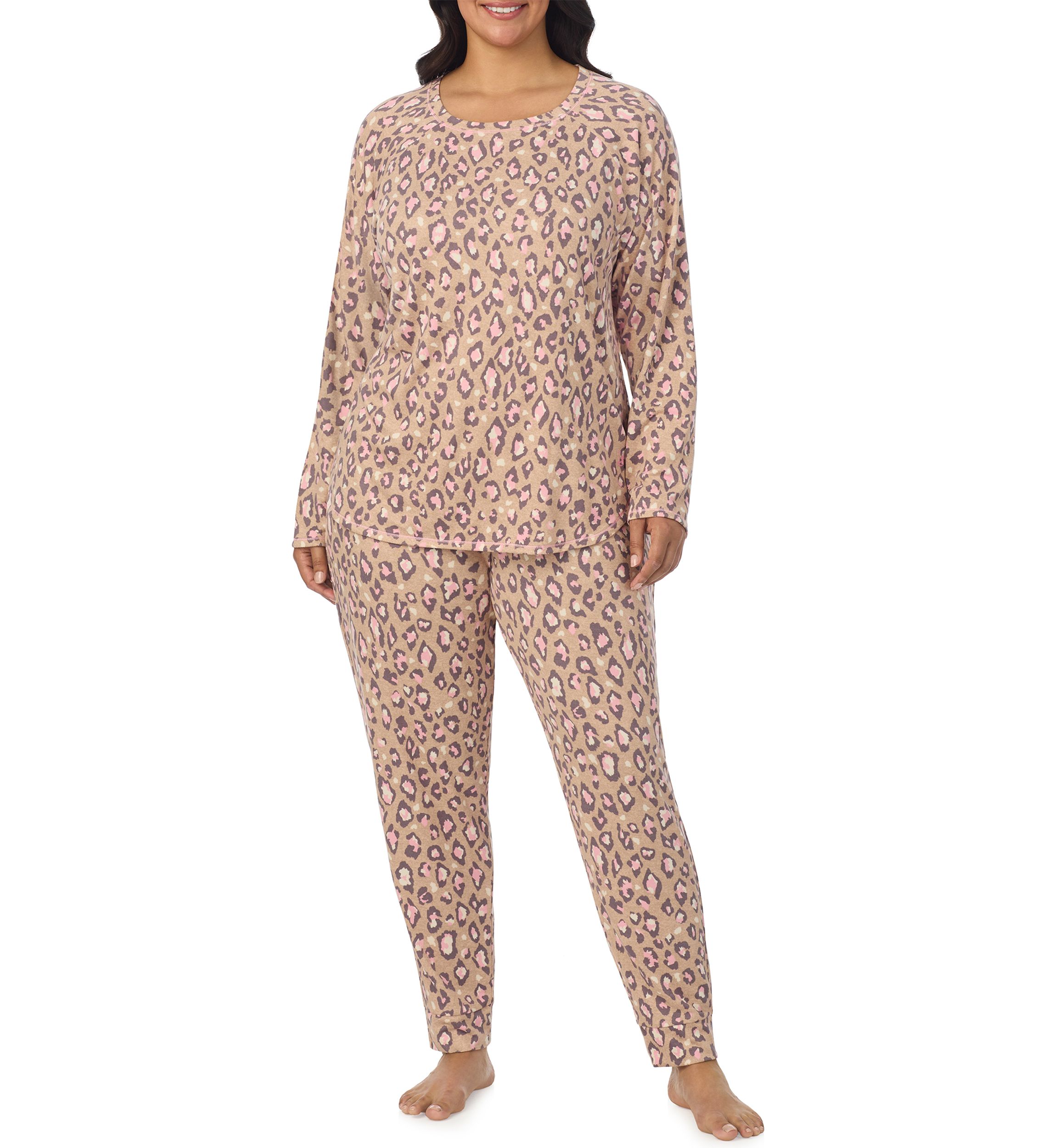 Plus Size Printed Sweater Knit Pajama Set