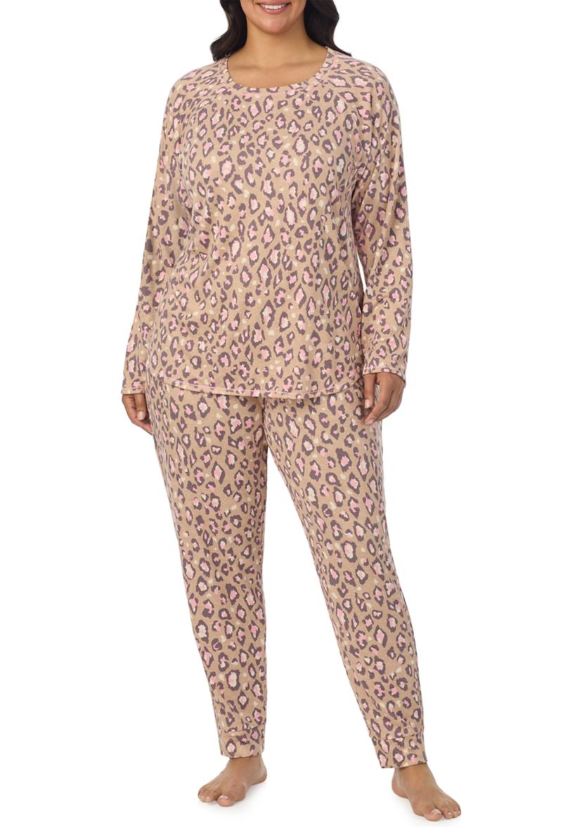 Plus Size Printed Sweater Knit Pajama Set