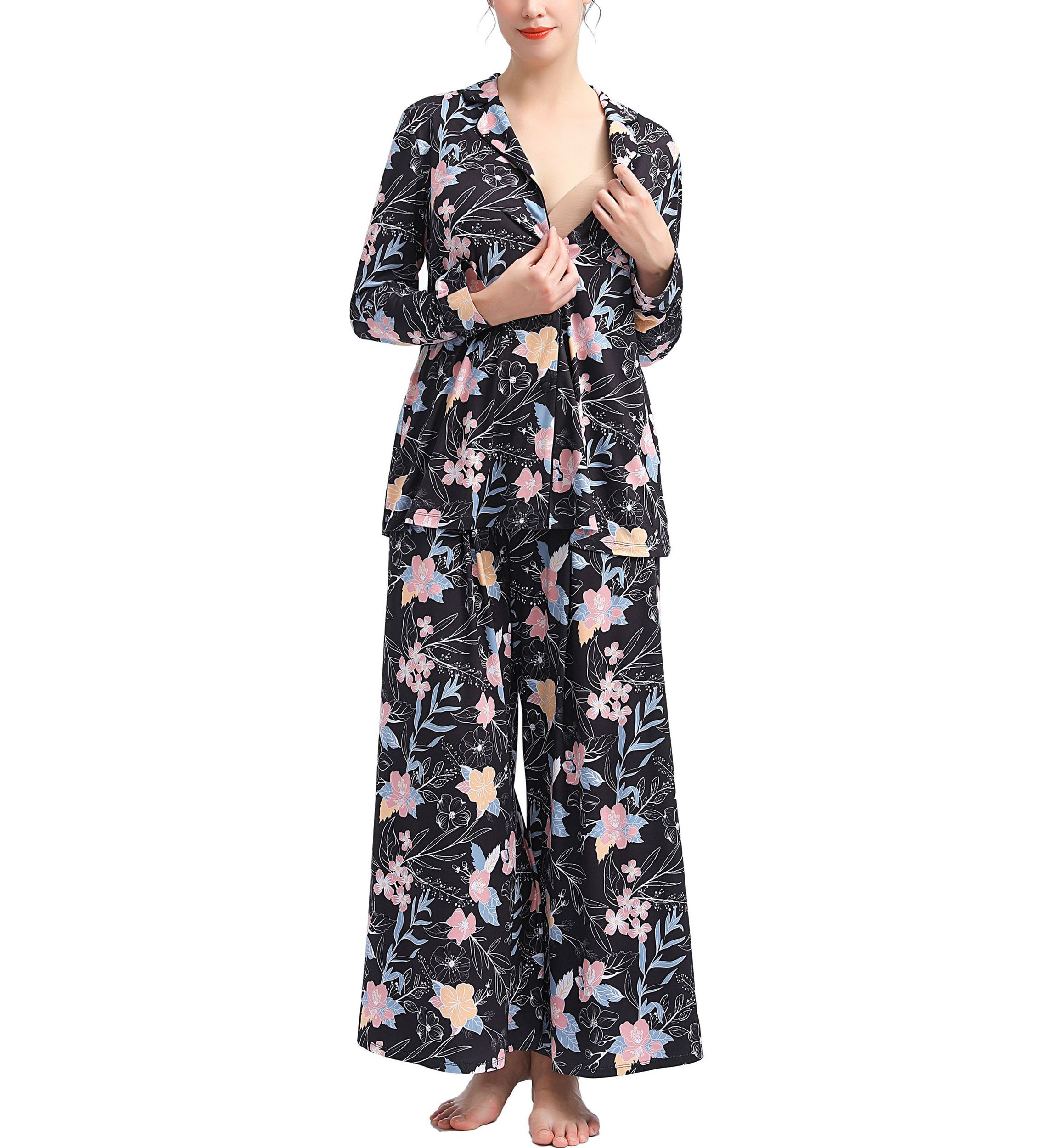 Lia Maternity/Nursing Floral Print Pajamas