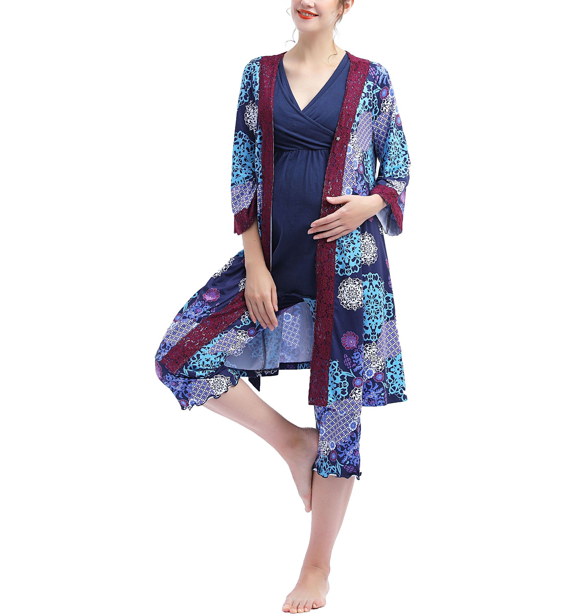 Natalie Maternity/Nursing Pajamas & Robe Set
