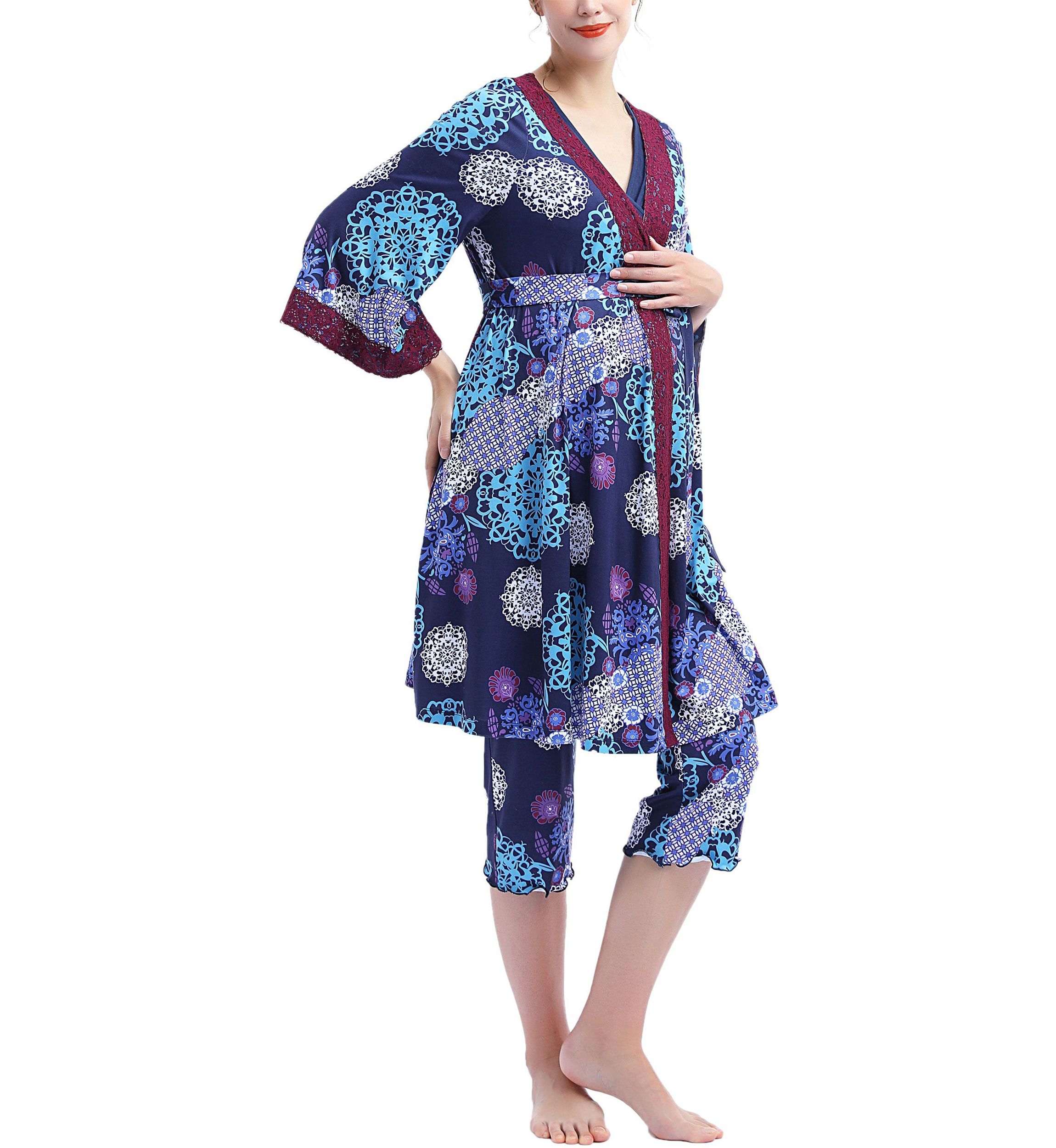 Natalie Maternity/Nursing Pajamas & Robe Set