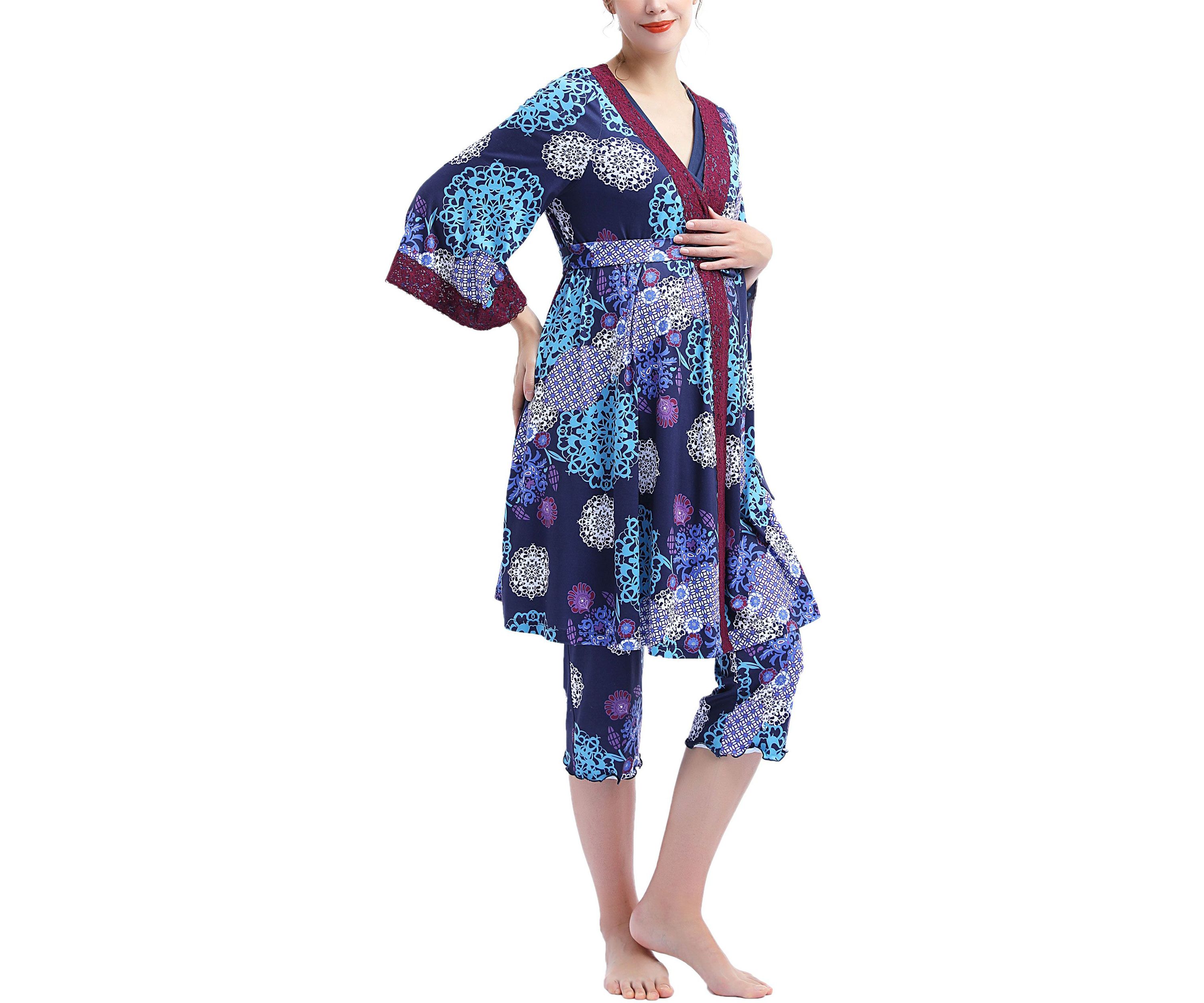 Natalie Maternity/Nursing Pajamas & Robe Set