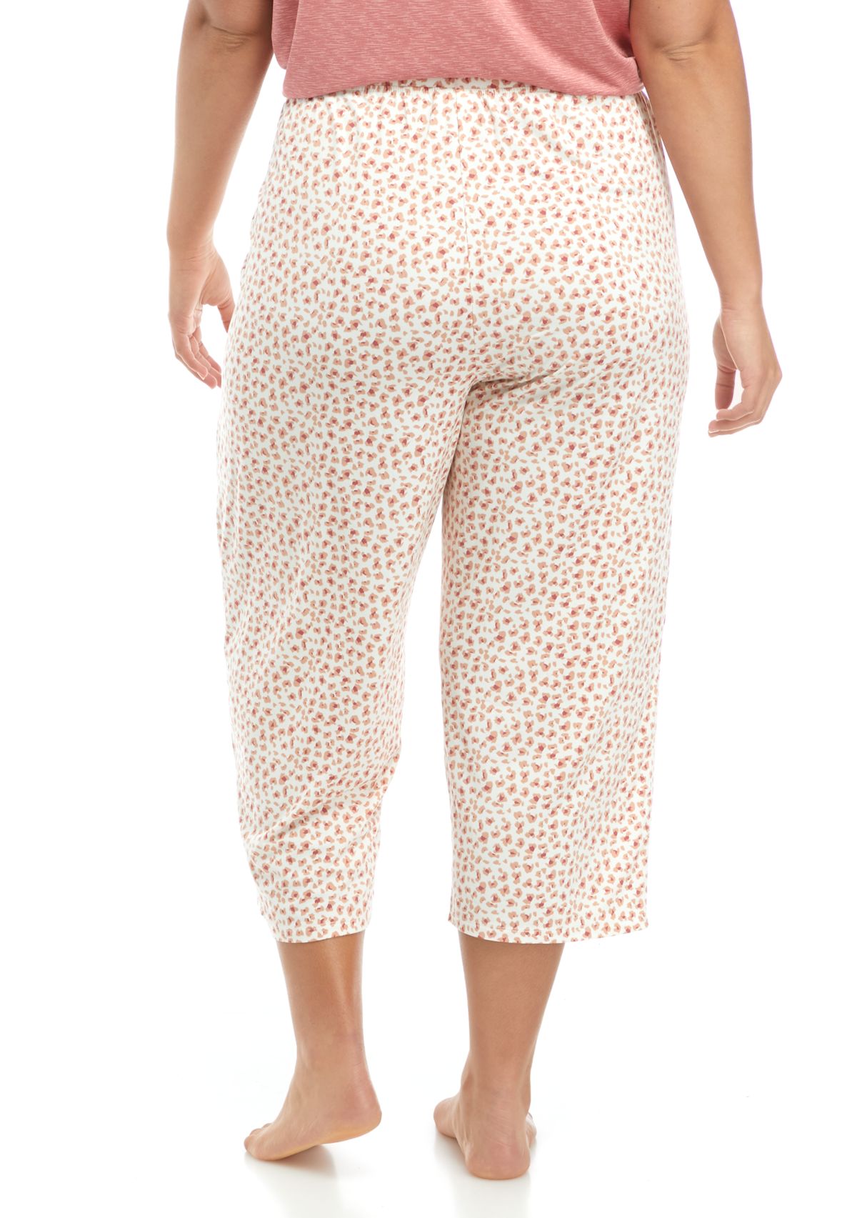 Plus Size Tassel Printed Capri Pajama Pants