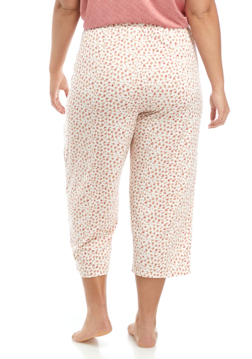 Plus Size Tassel Printed Capri Pajama Pants
