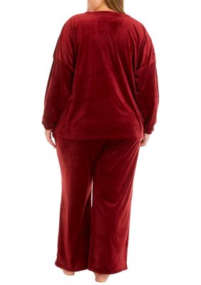 Plus Rib Velour Pajama Set