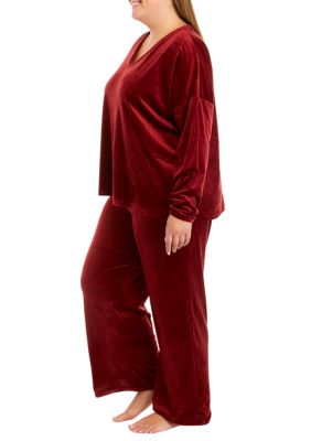 Plus Rib Velour Pajama Set