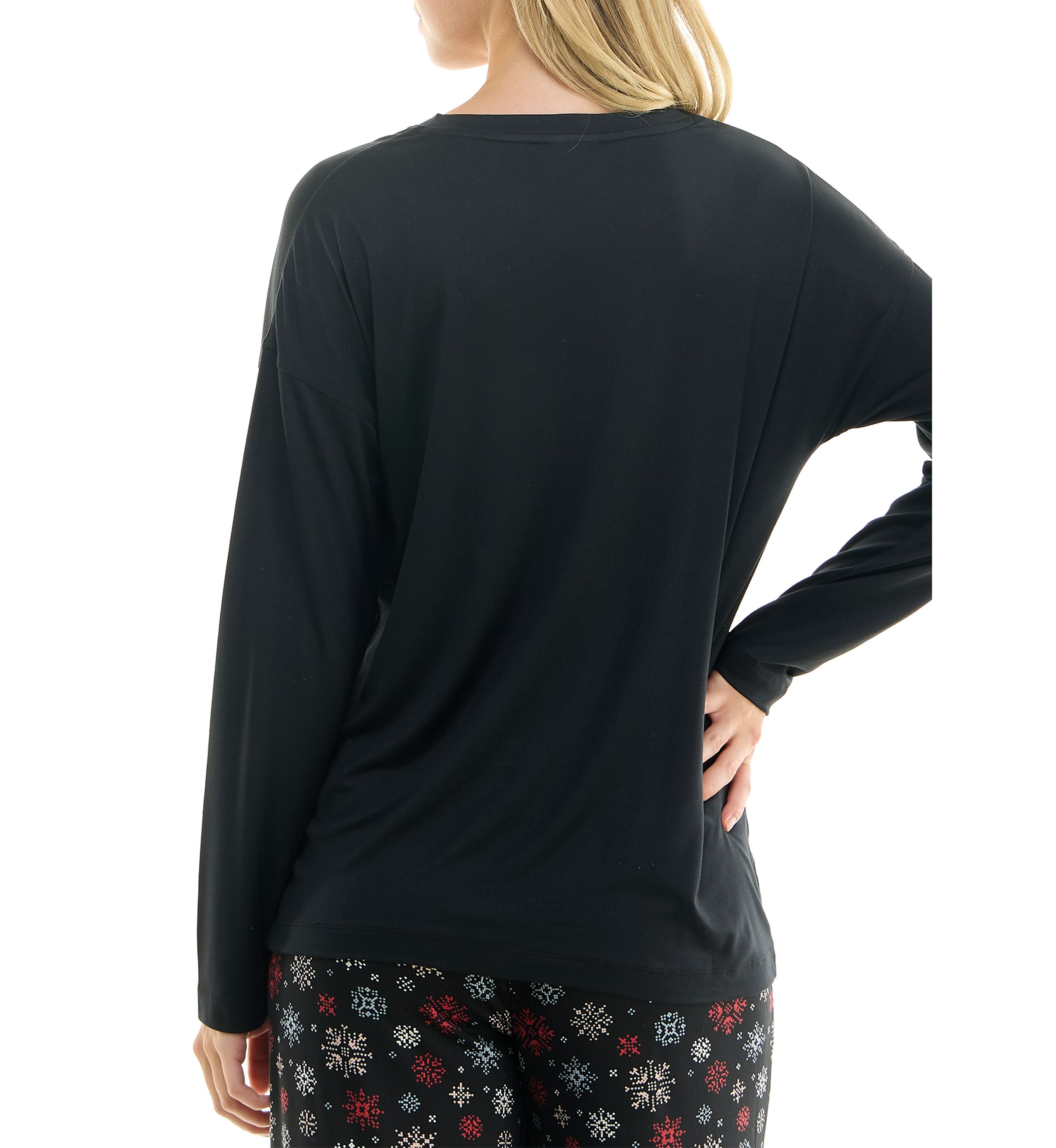 Womens Luxe Long Sleeve Crew Neck Sleep T-Shirt