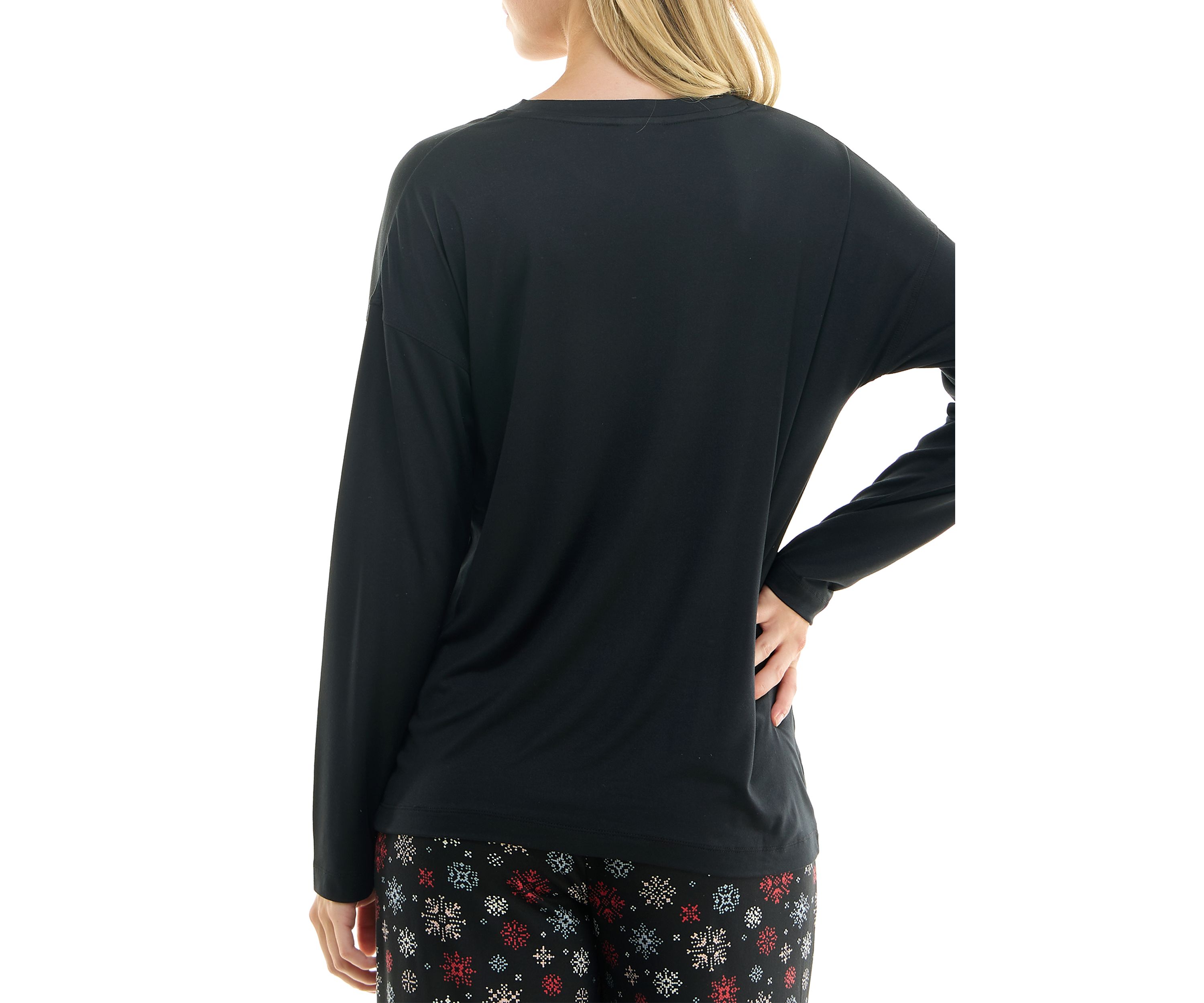 Womens Luxe Long Sleeve Crew Neck Sleep T-Shirt