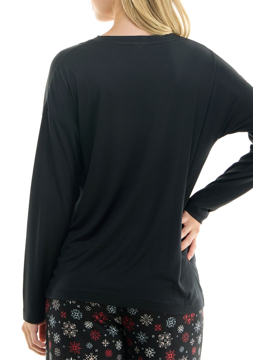 Womens Luxe Long Sleeve Crew Neck Sleep T-Shirt