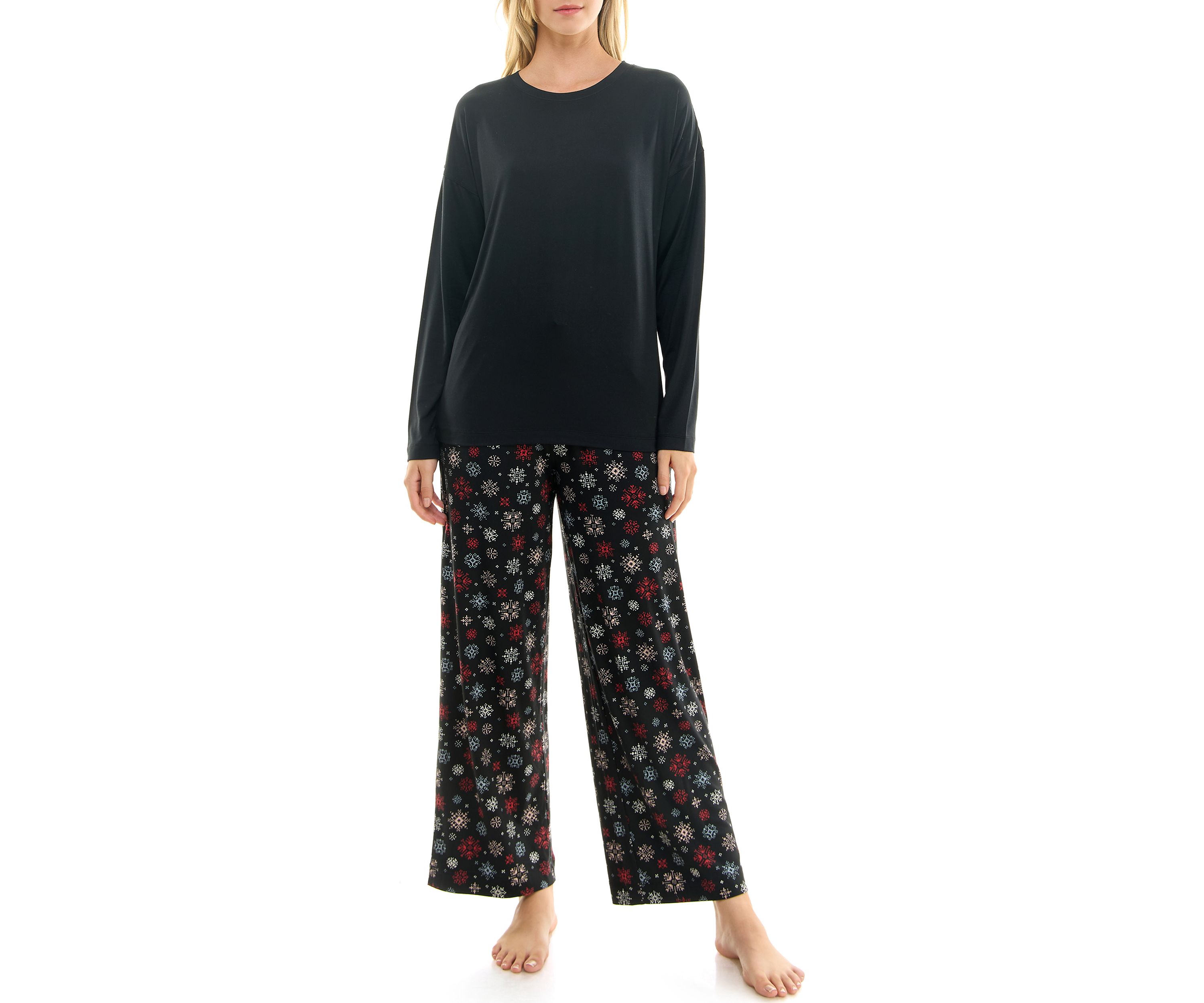 Womens Luxe Long Sleeve Crew Neck Sleep T-Shirt