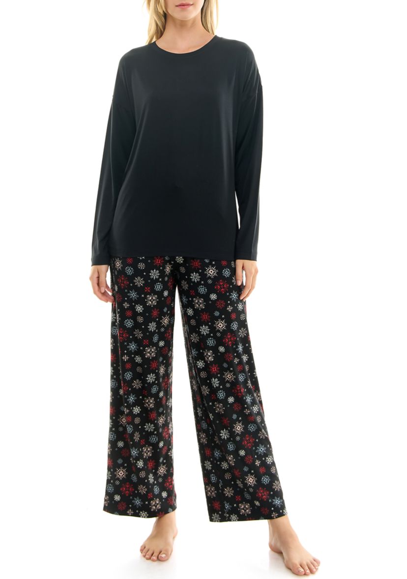 Womens Luxe Long Sleeve Crew Neck Sleep T-Shirt