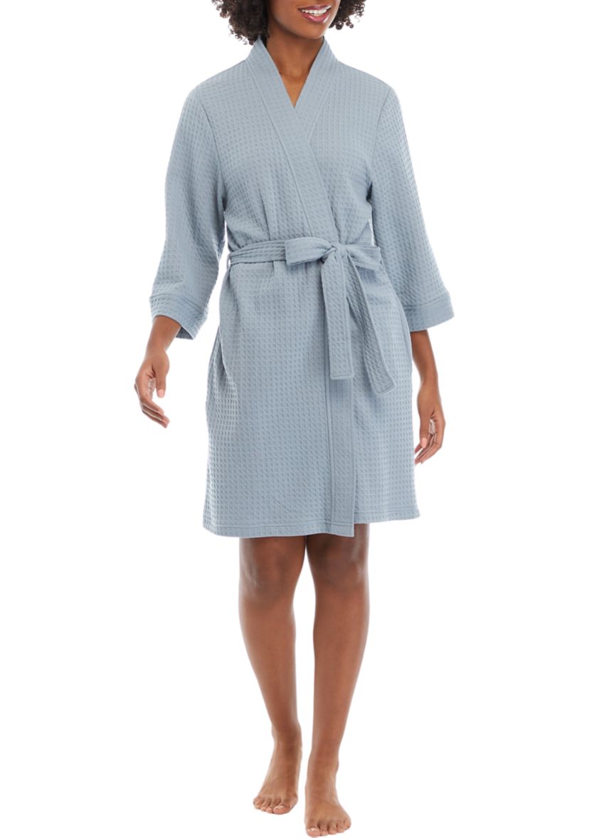 Womens Waffle Wrap Front Robe