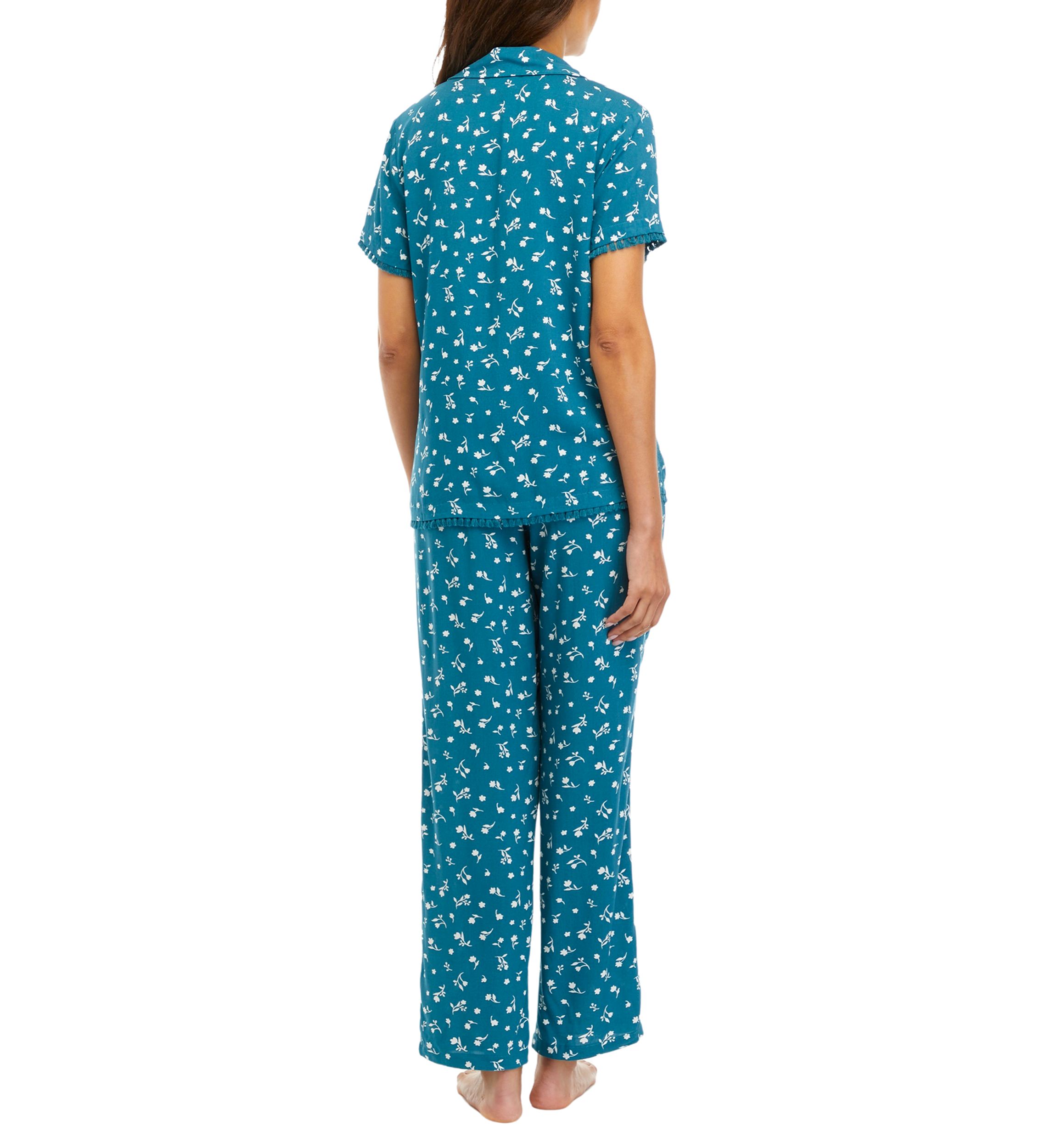 Floral Pajama Set with Fringe Trim