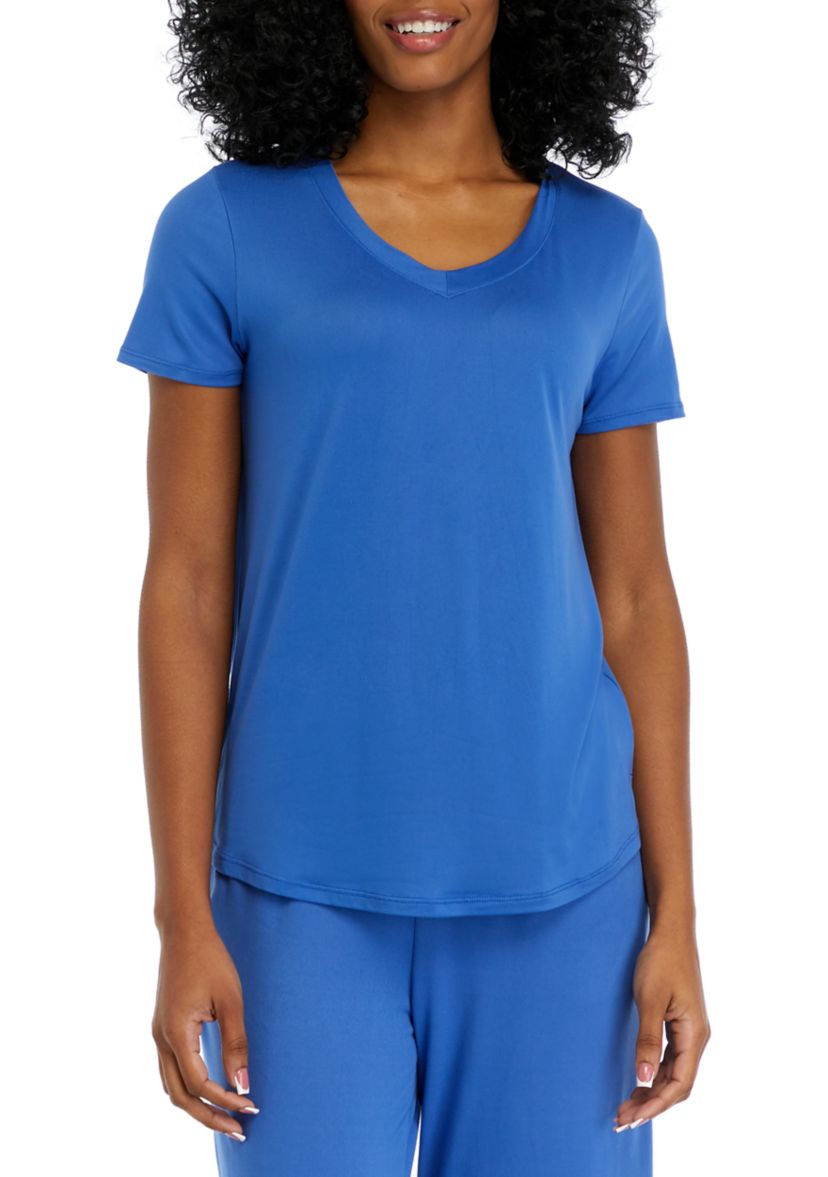 Womens Luxe Knit Short Sleeve Pajama T-Shirt