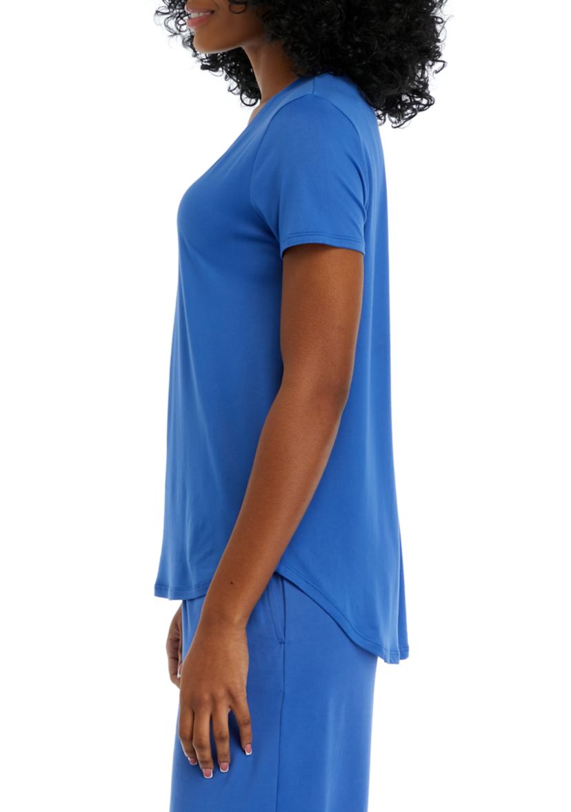 Womens Luxe Knit Short Sleeve Pajama T-Shirt