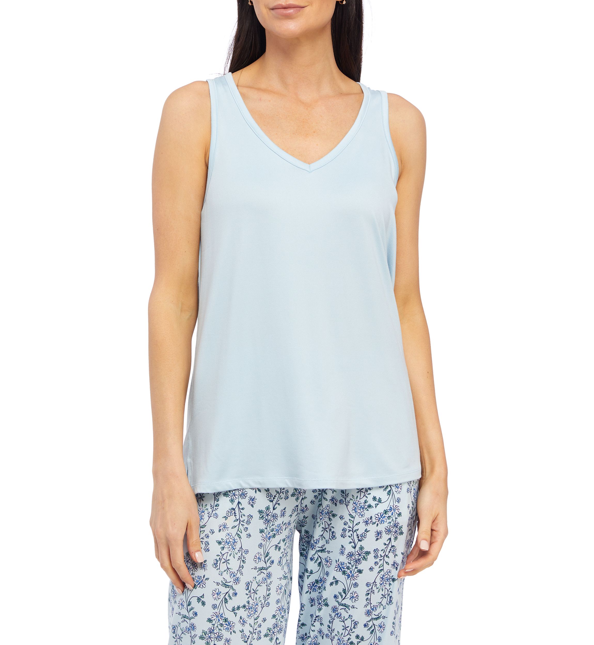 Womens Sleeveless Luxe Knit Sleep Tank Top