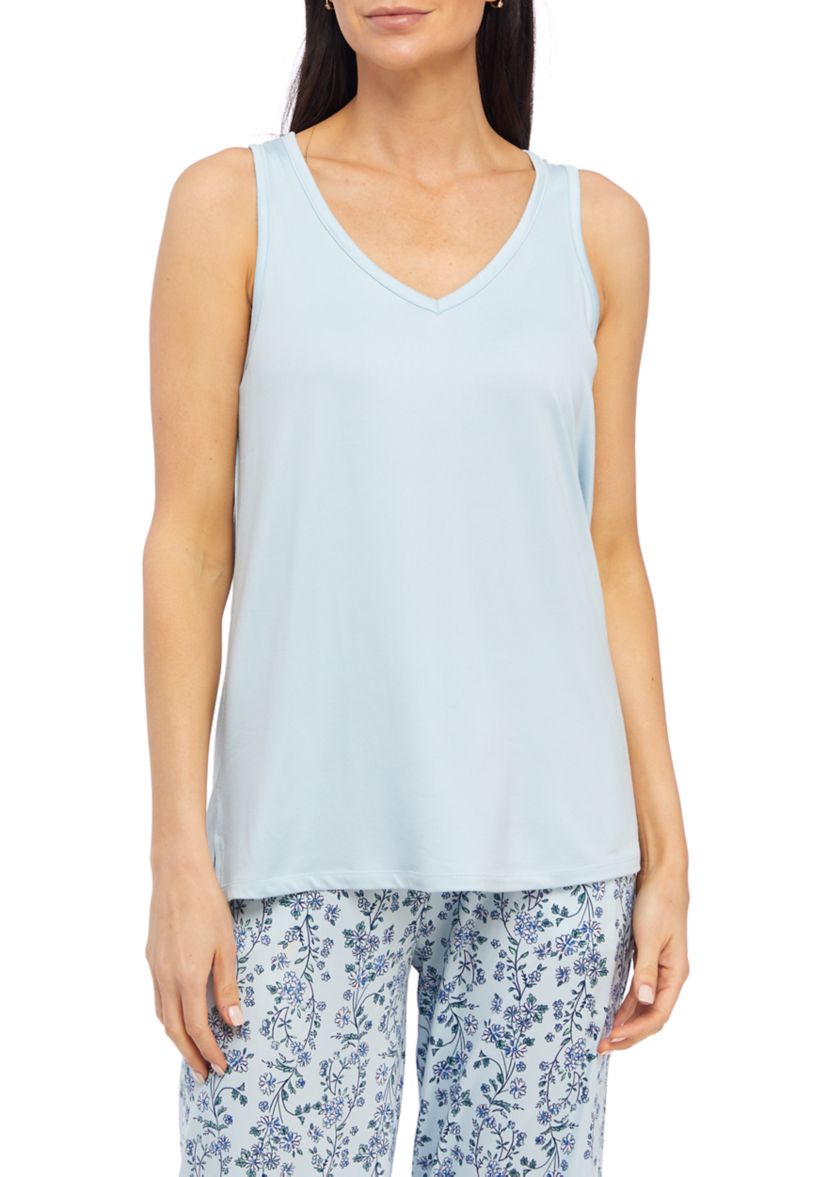 Womens Sleeveless Luxe Knit Sleep Tank Top