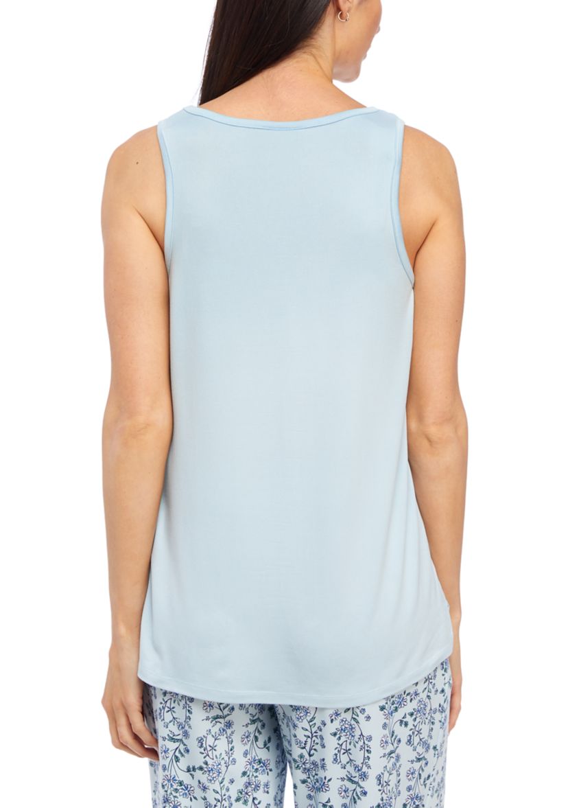 Womens Sleeveless Luxe Knit Sleep Tank Top