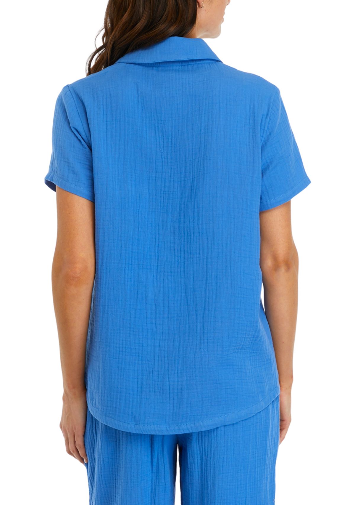 Womens Short Sleeve Gauze Pajama Top