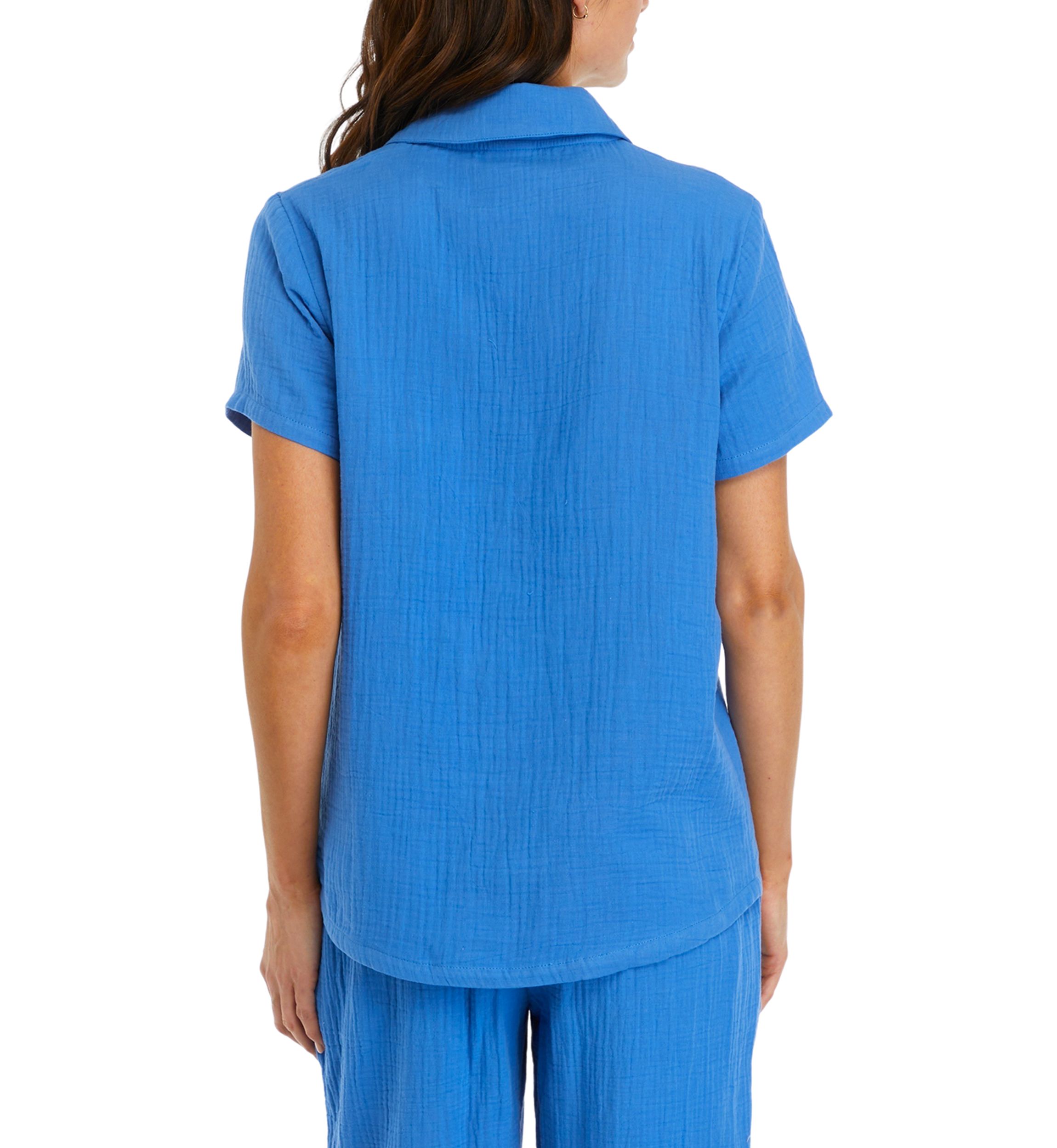 Womens Short Sleeve Gauze Pajama Top