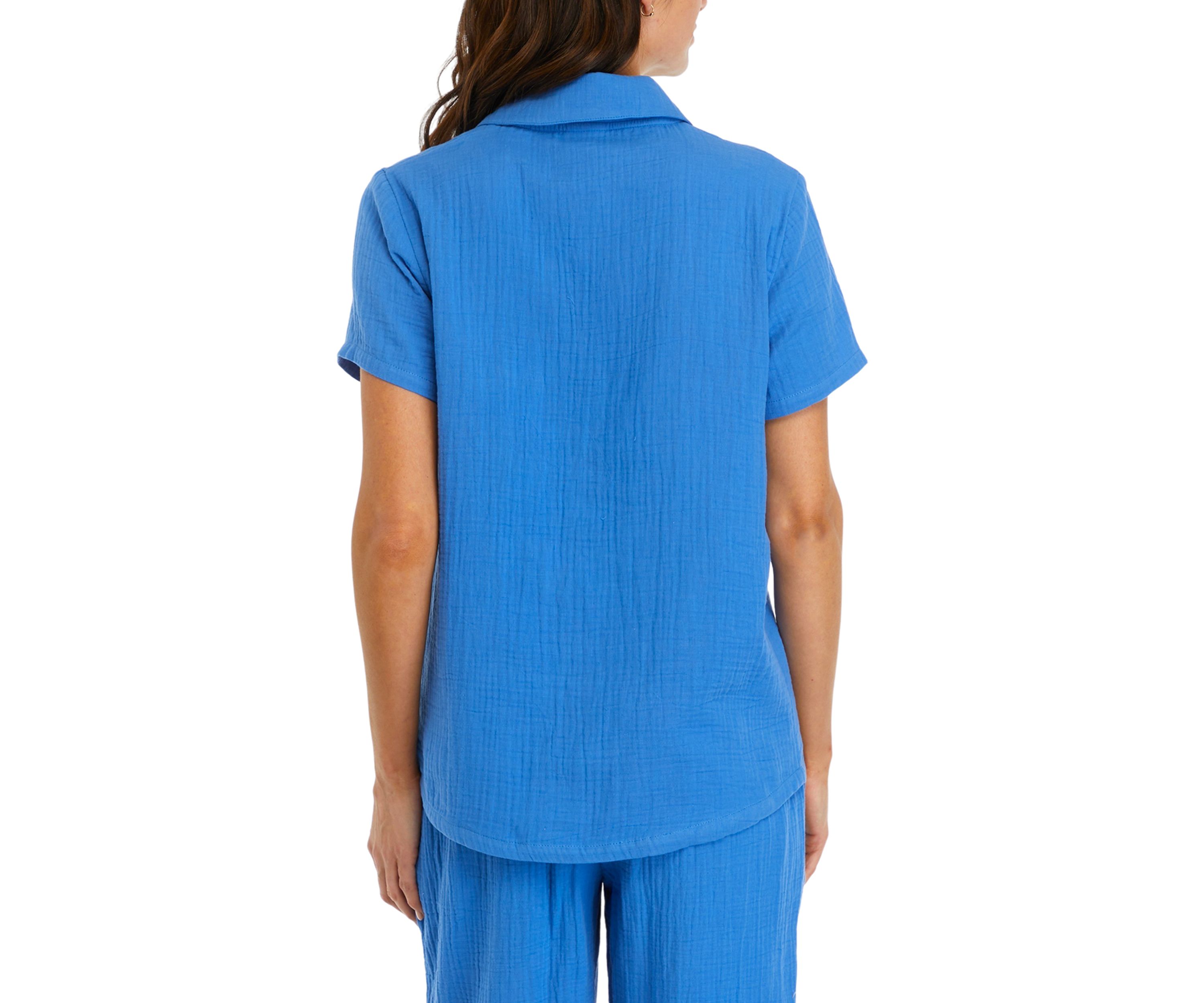 Womens Short Sleeve Gauze Pajama Top