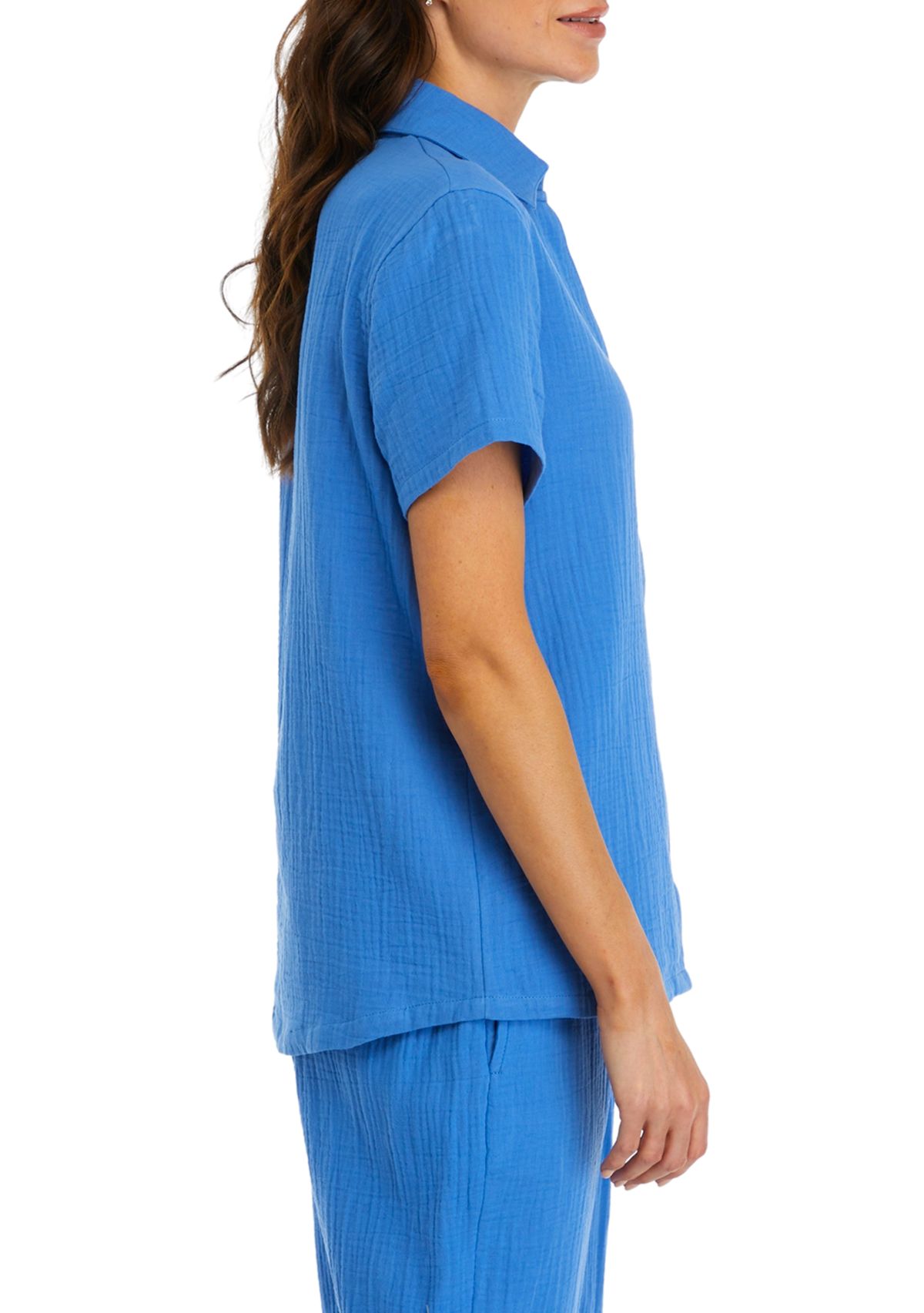 Womens Short Sleeve Gauze Pajama Top