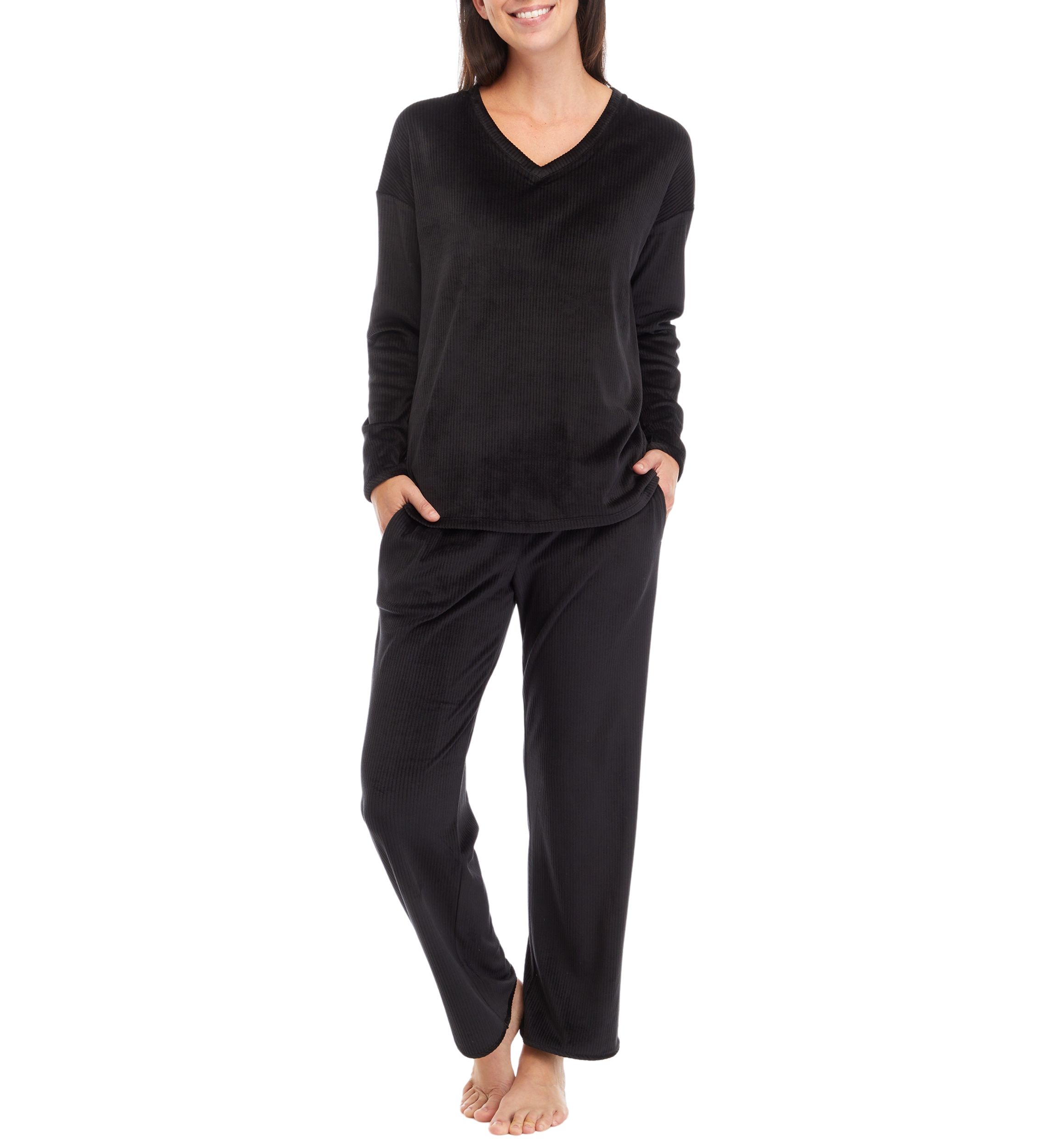 Velour Ribbed Knit Pajama Set