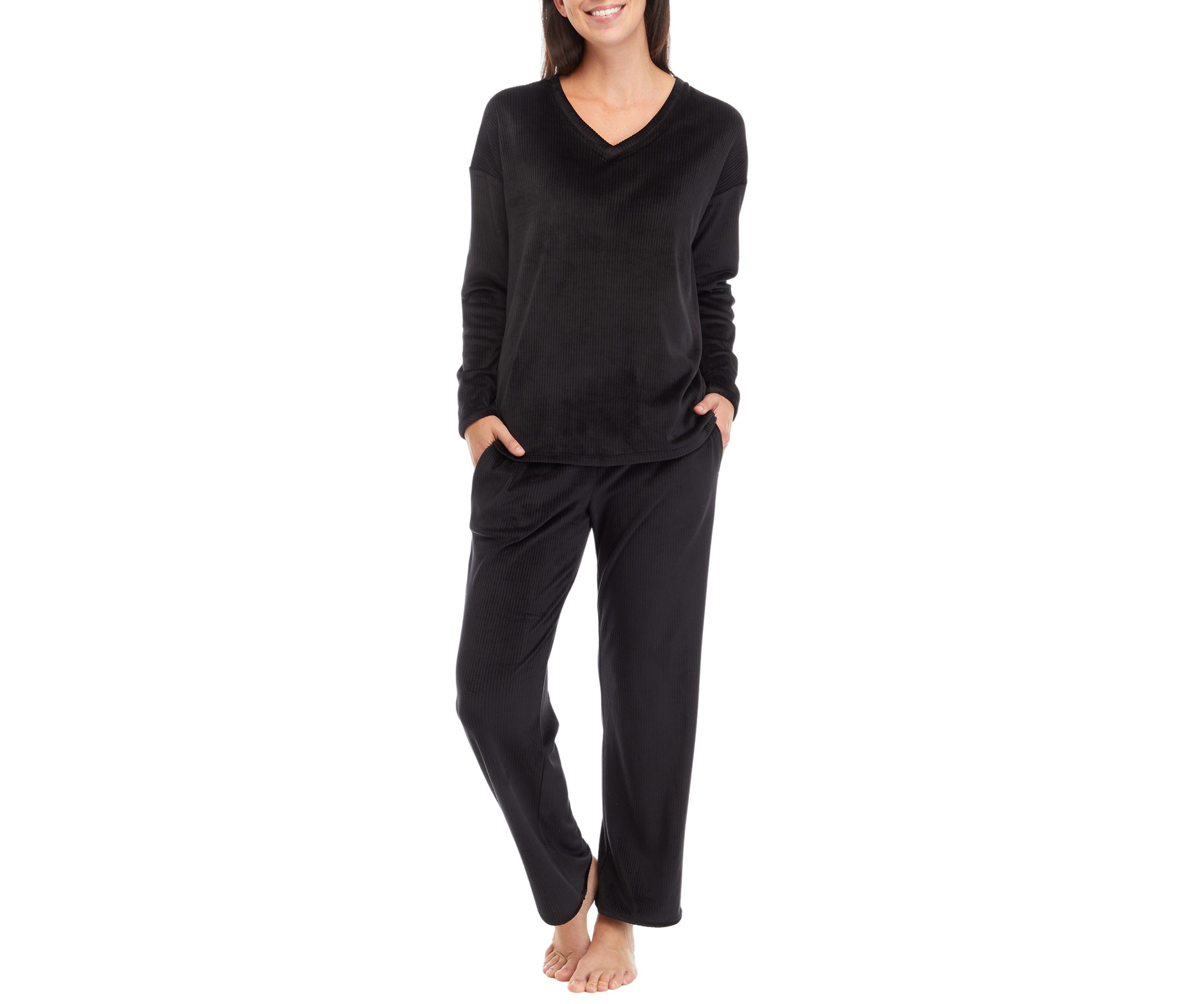 Velour Ribbed Knit Pajama Set