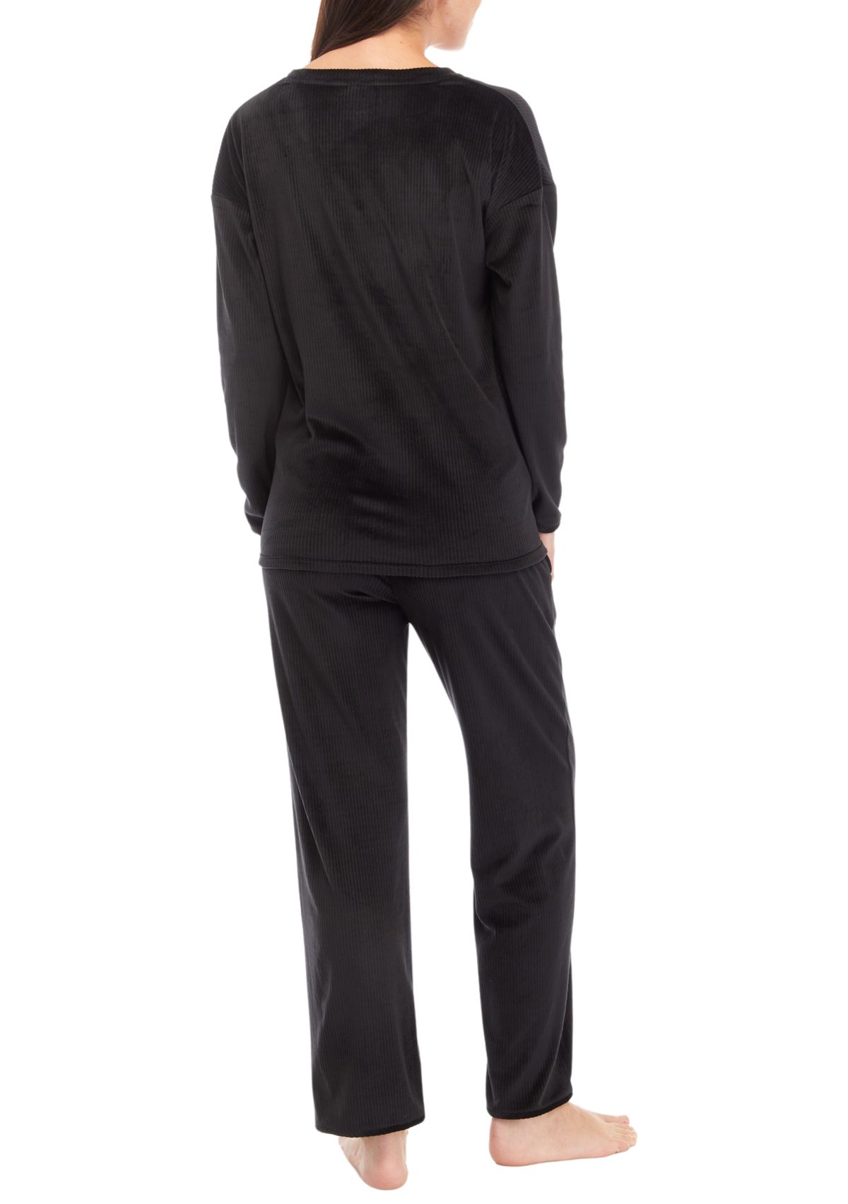 Velour Ribbed Knit Pajama Set
