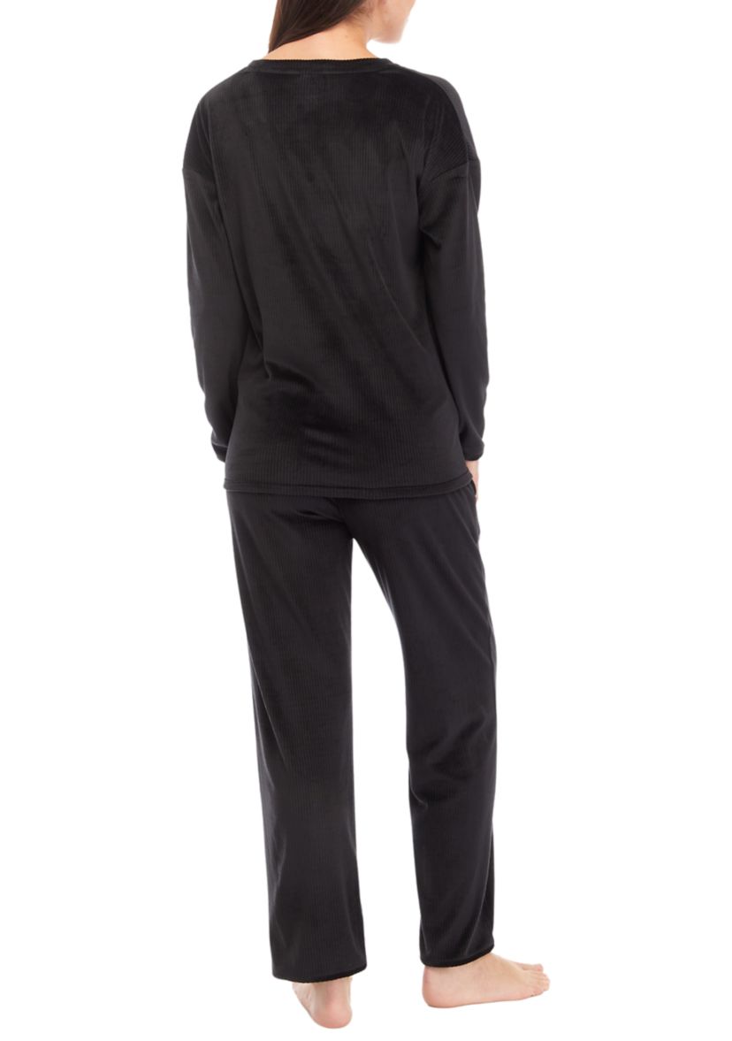 Velour Ribbed Knit Pajama Set