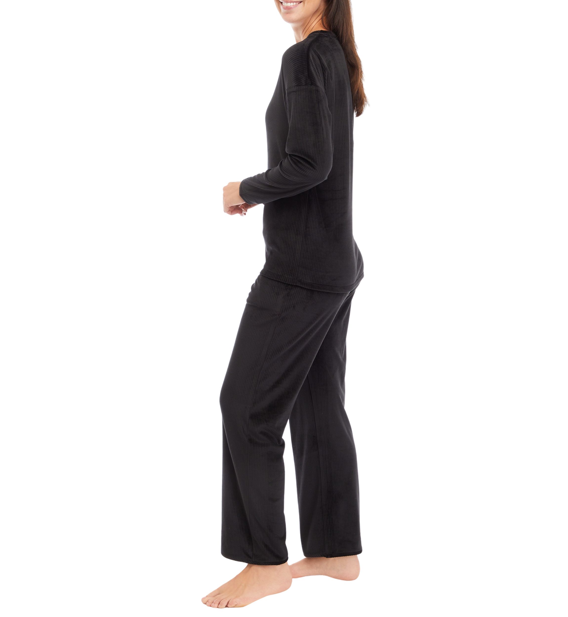 Velour Ribbed Knit Pajama Set
