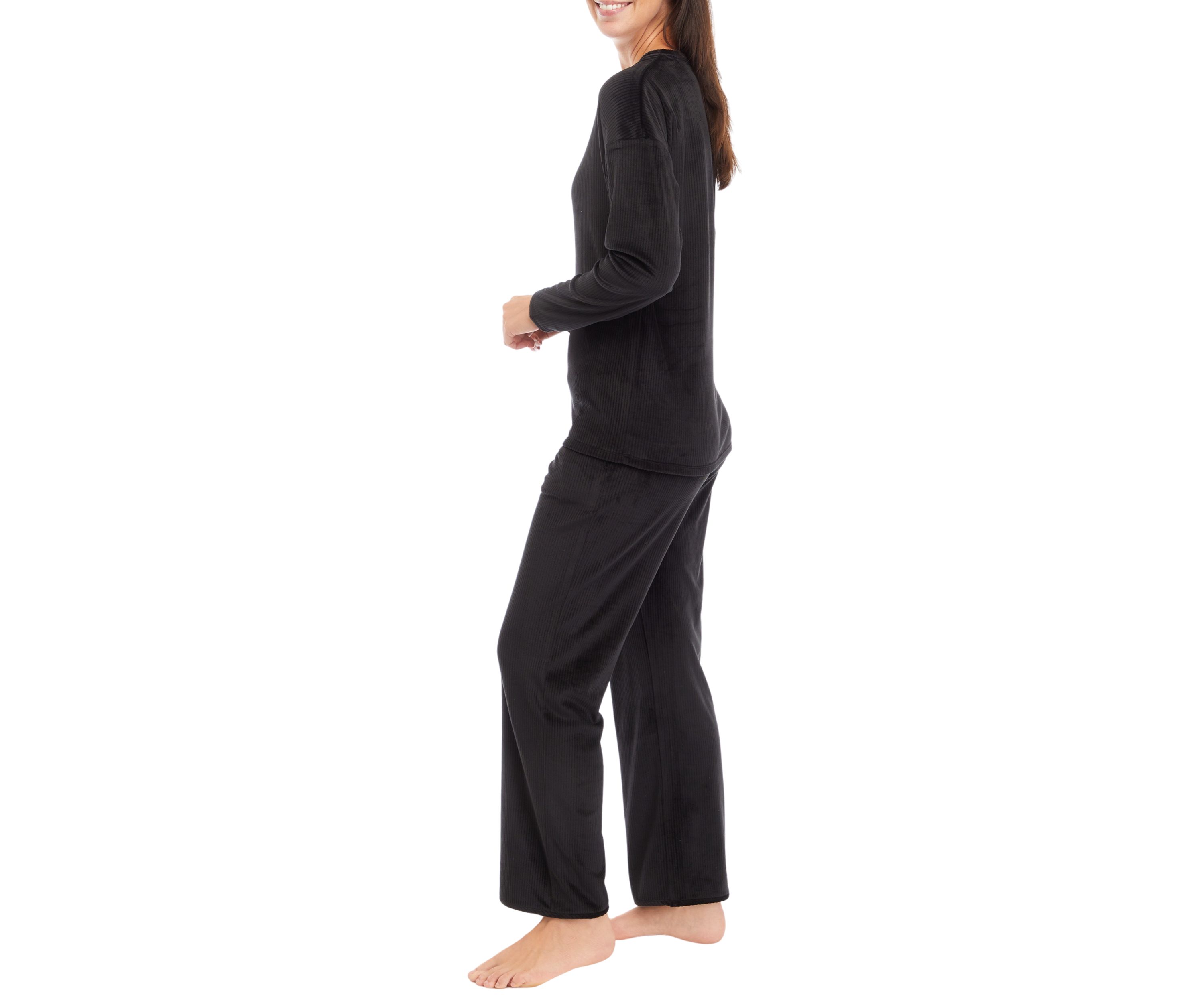 Velour Ribbed Knit Pajama Set