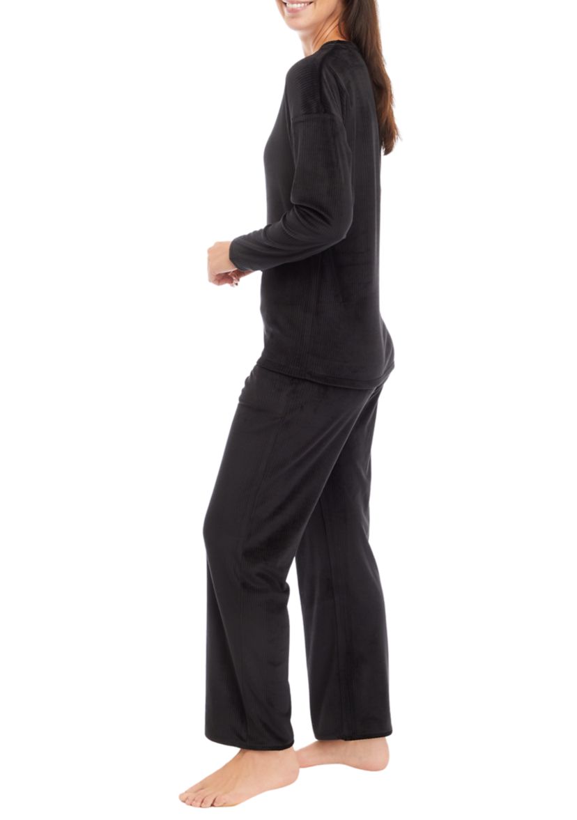 Velour Ribbed Knit Pajama Set