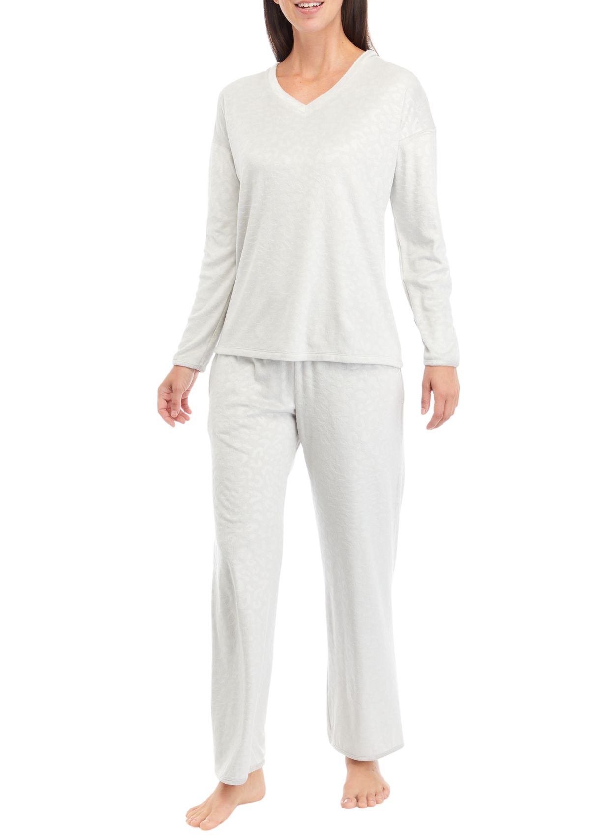 Womens Velour Embossed Pajama Set