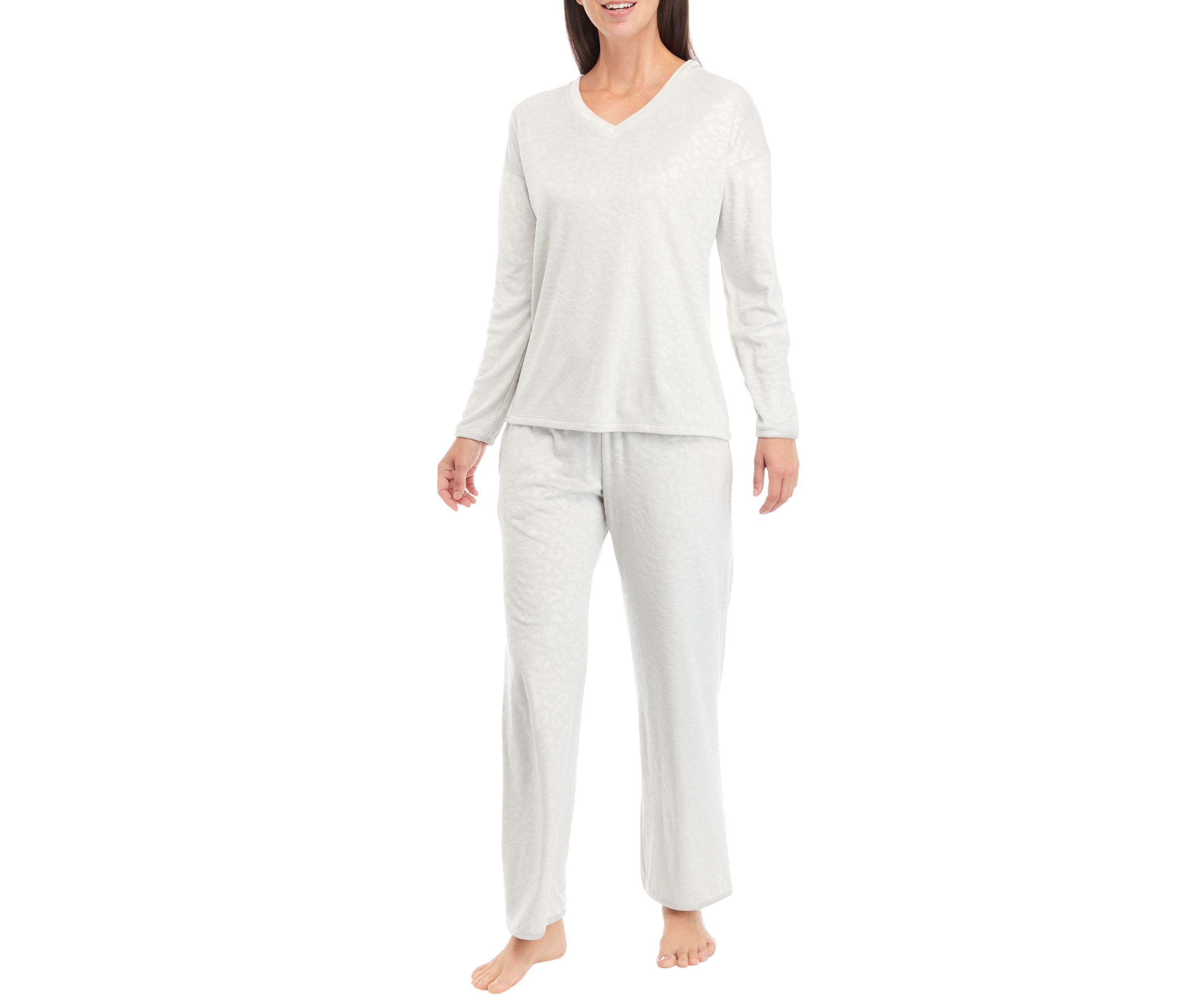Womens Velour Embossed Pajama Set