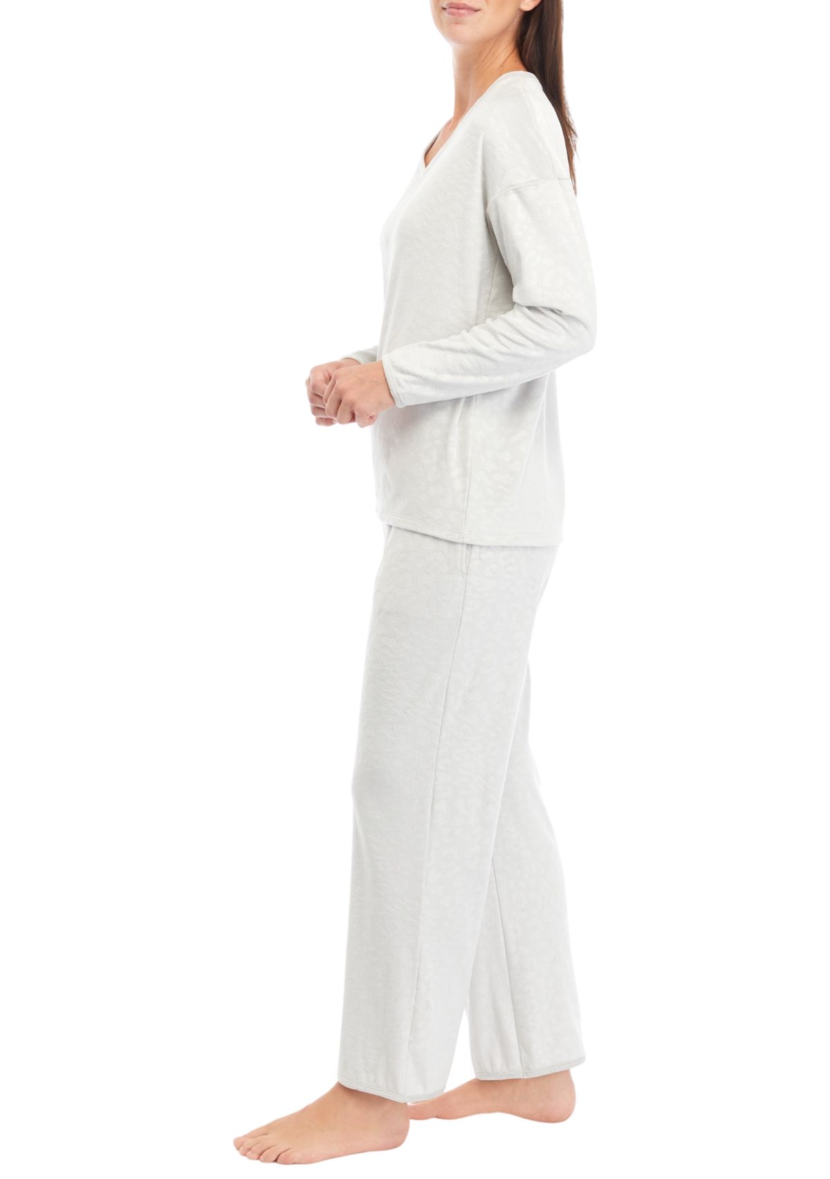 Womens Velour Embossed Pajama Set