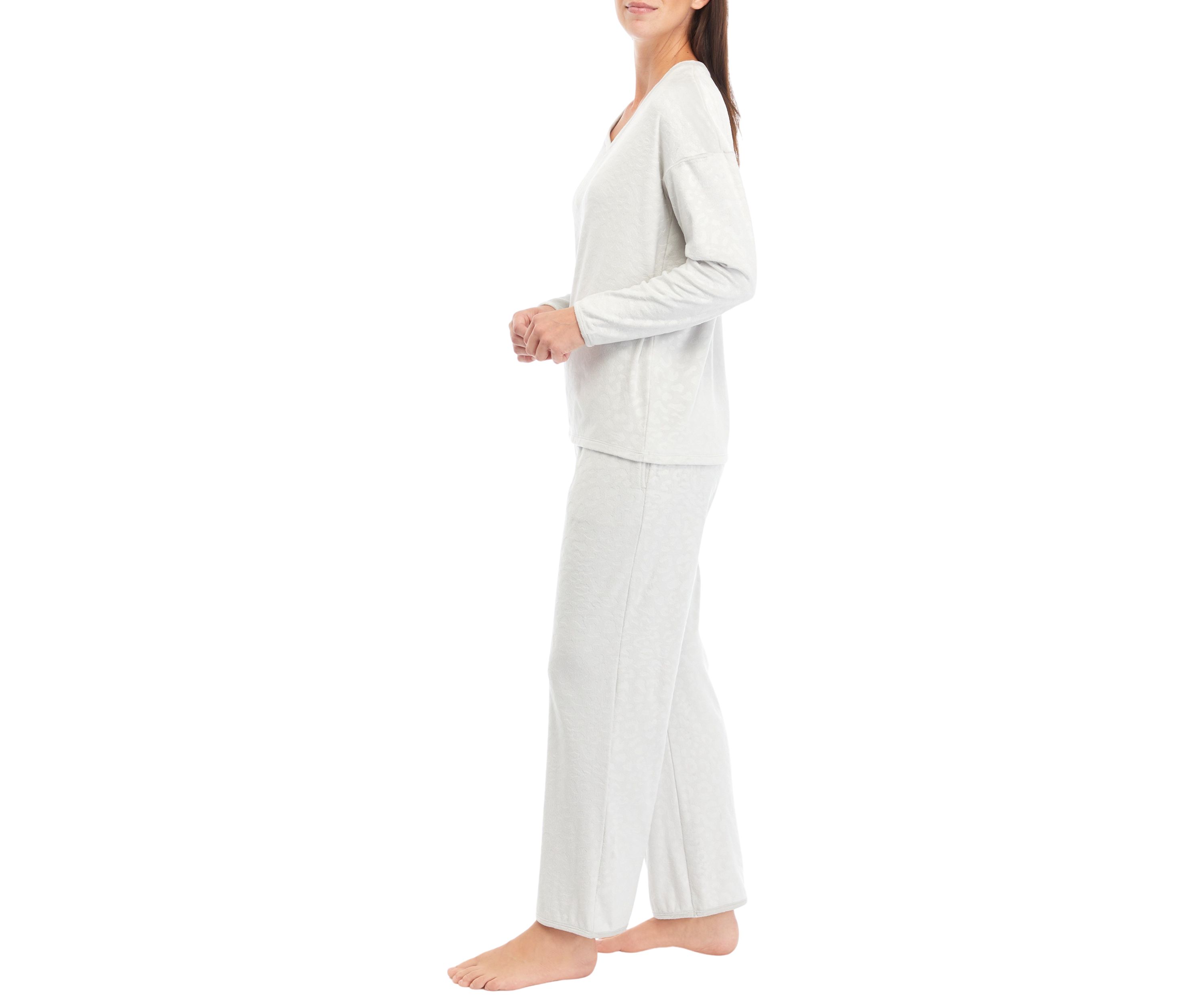 Womens Velour Embossed Pajama Set