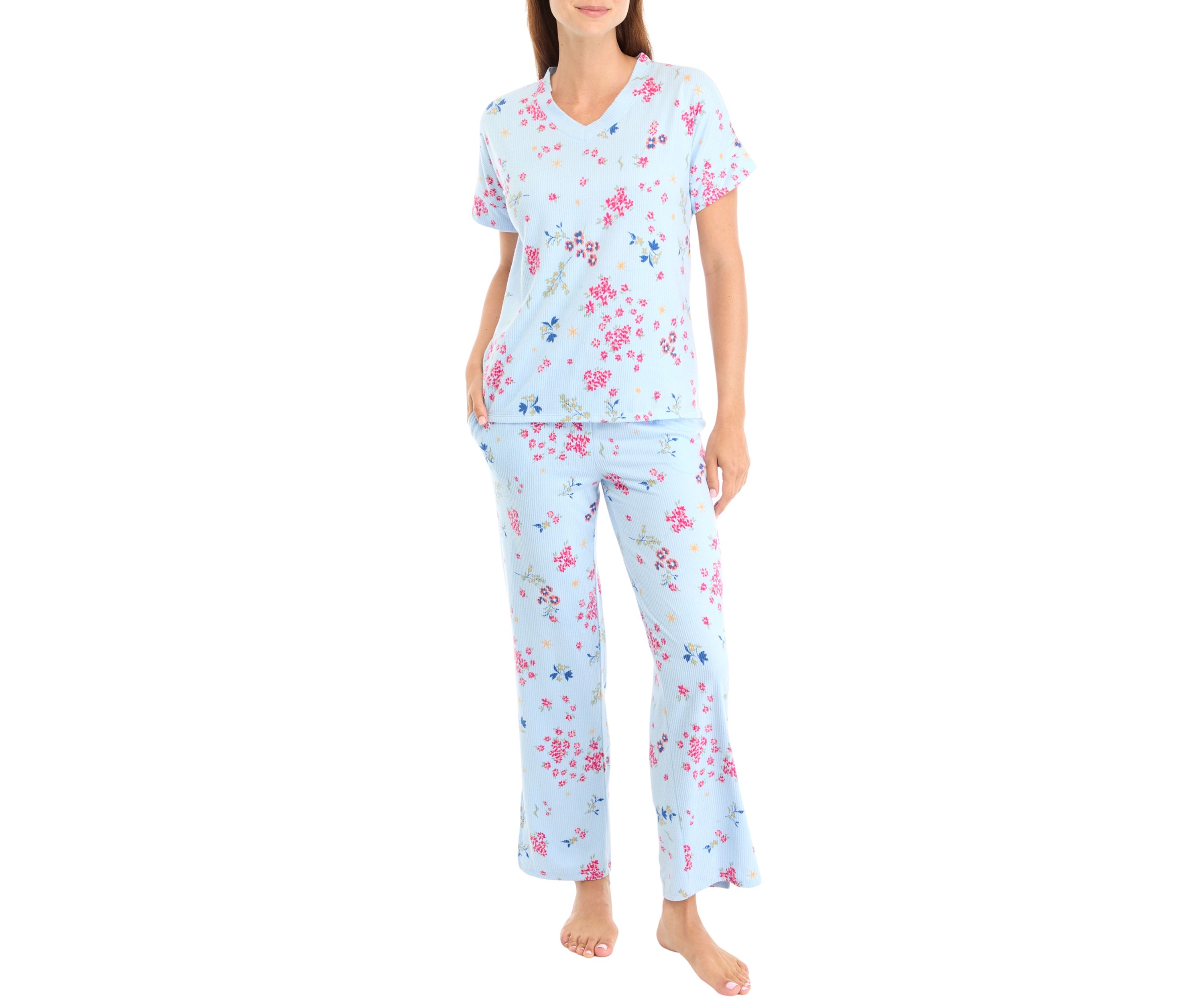 Cozy Printed Ribbed Pajama Set 