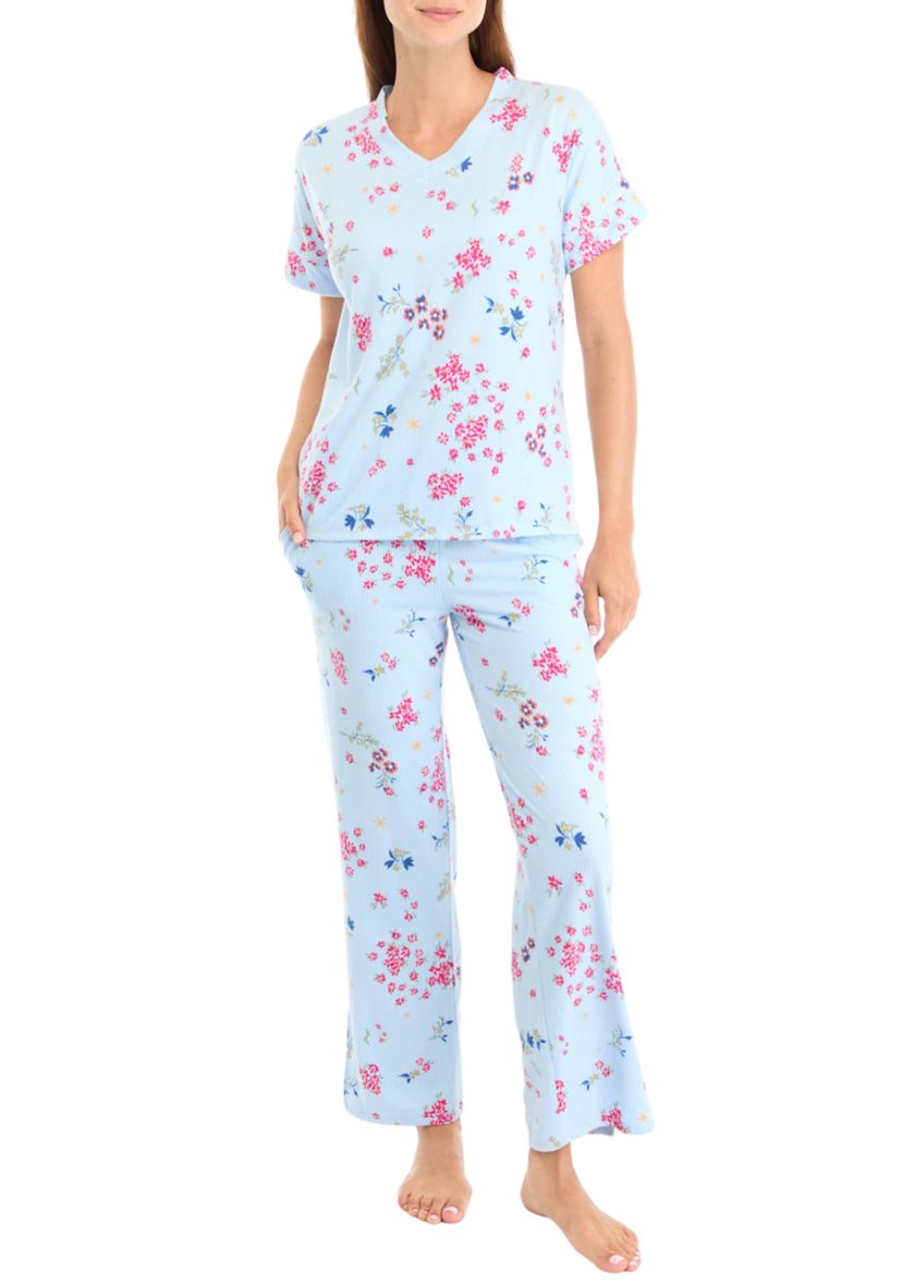 Cozy Printed Ribbed Pajama Set 