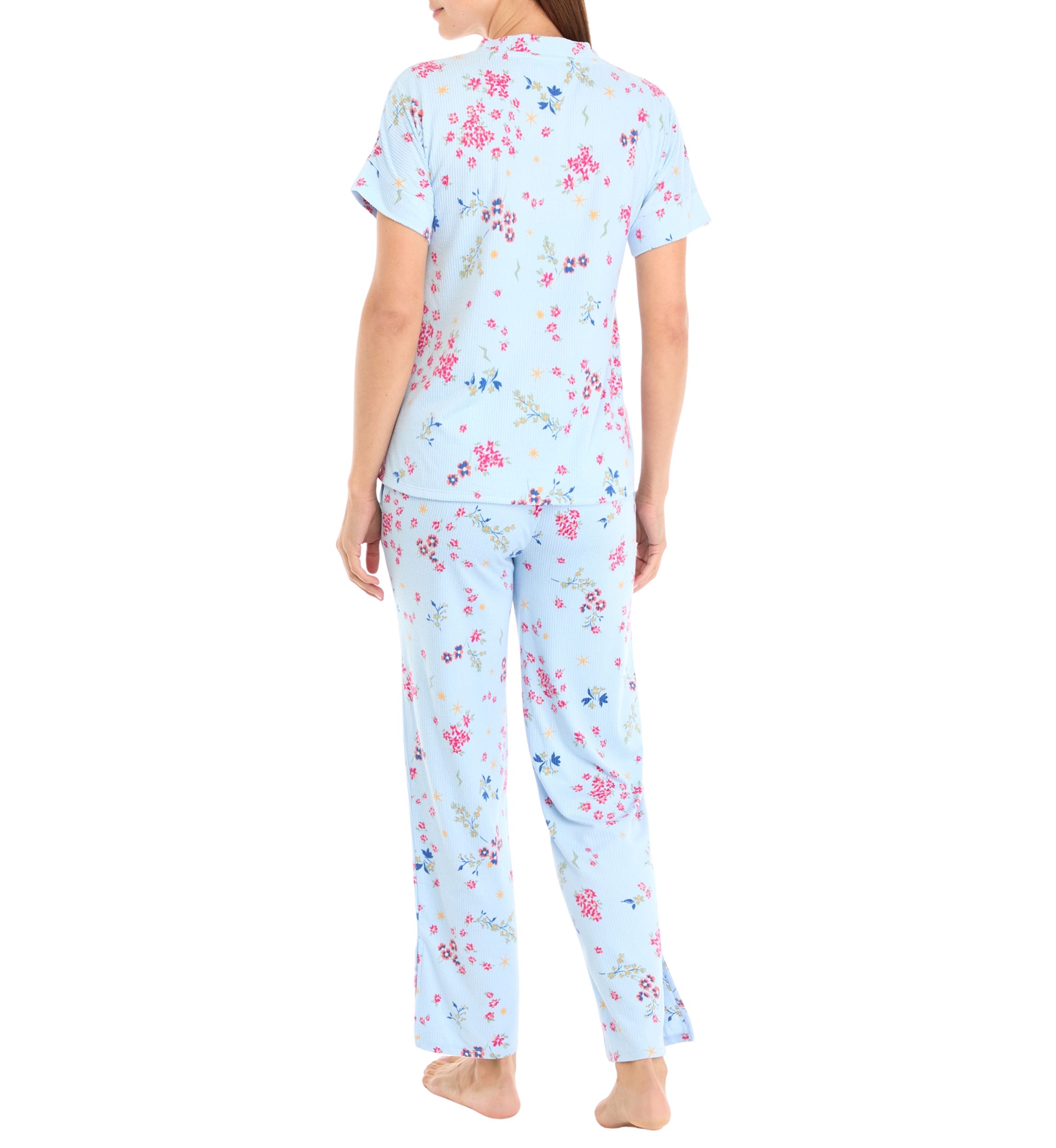 Cozy Printed Ribbed Pajama Set 
