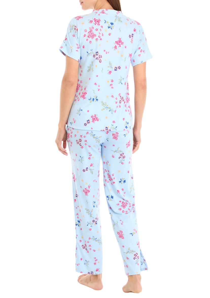 Cozy Printed Ribbed Pajama Set 