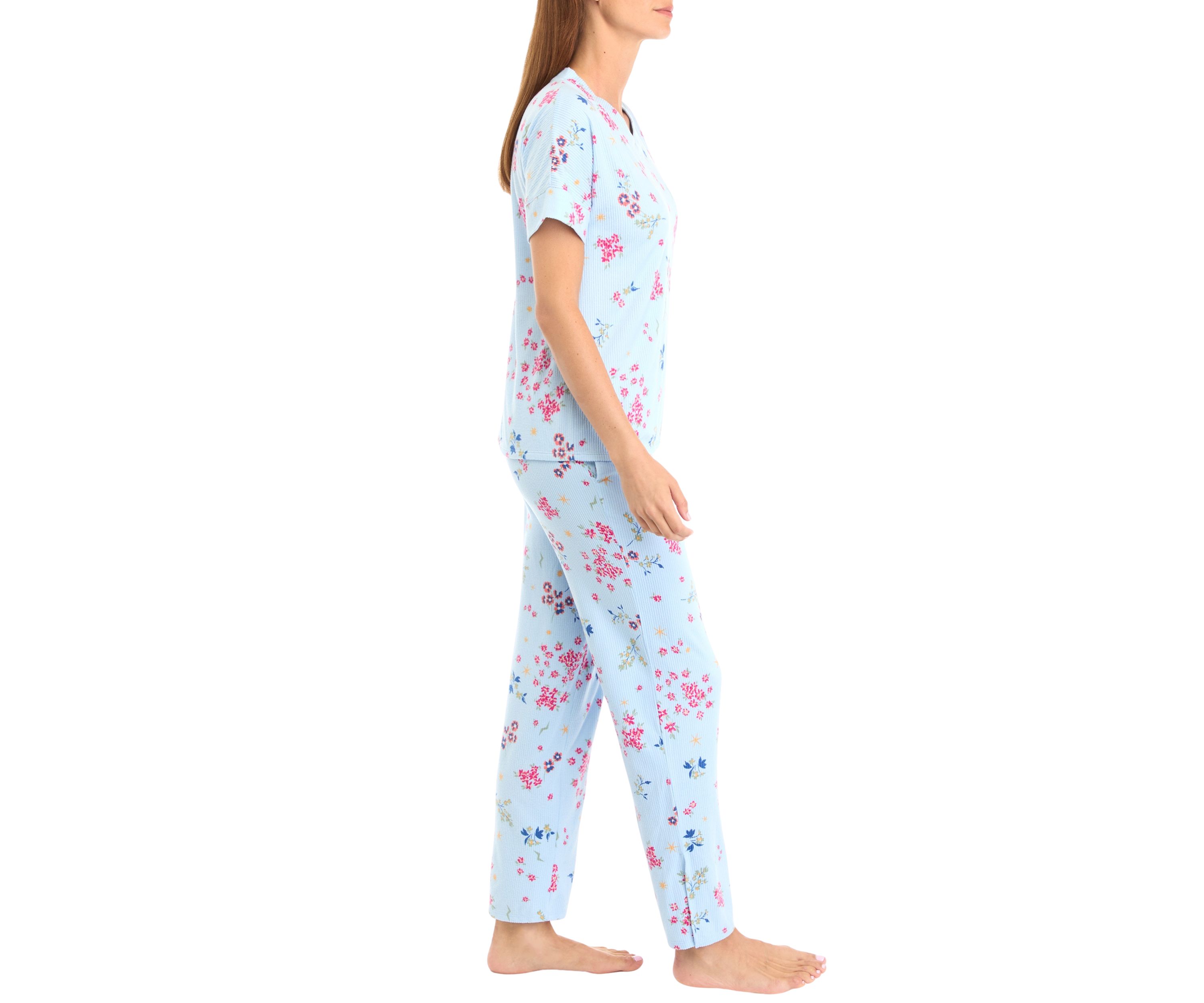 Cozy Printed Ribbed Pajama Set 