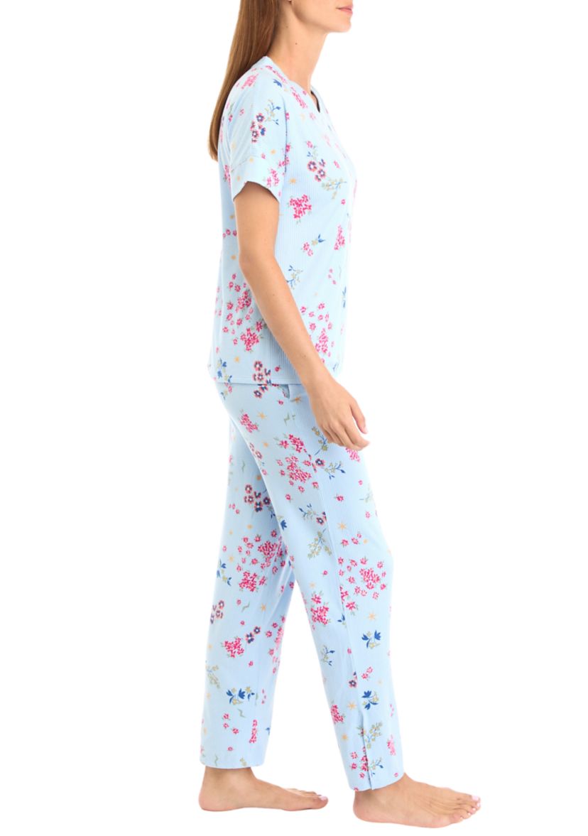 Cozy Printed Ribbed Pajama Set 