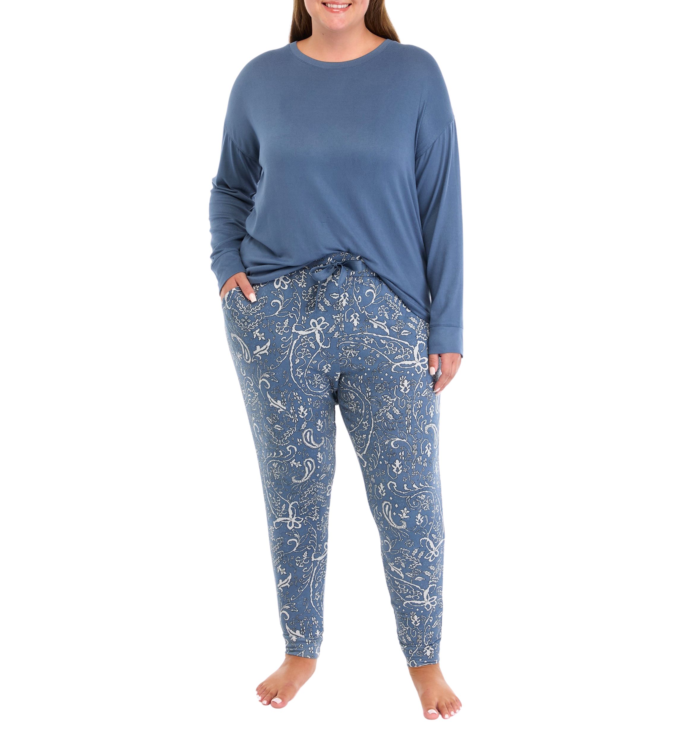 Plus Size Folded Brushed Knit Jogger Set
