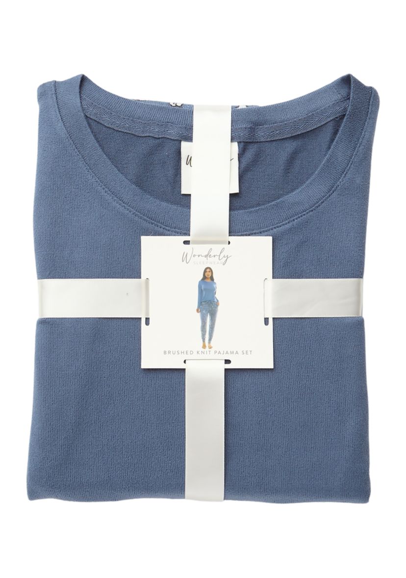 Plus Size Folded Brushed Knit Jogger Set