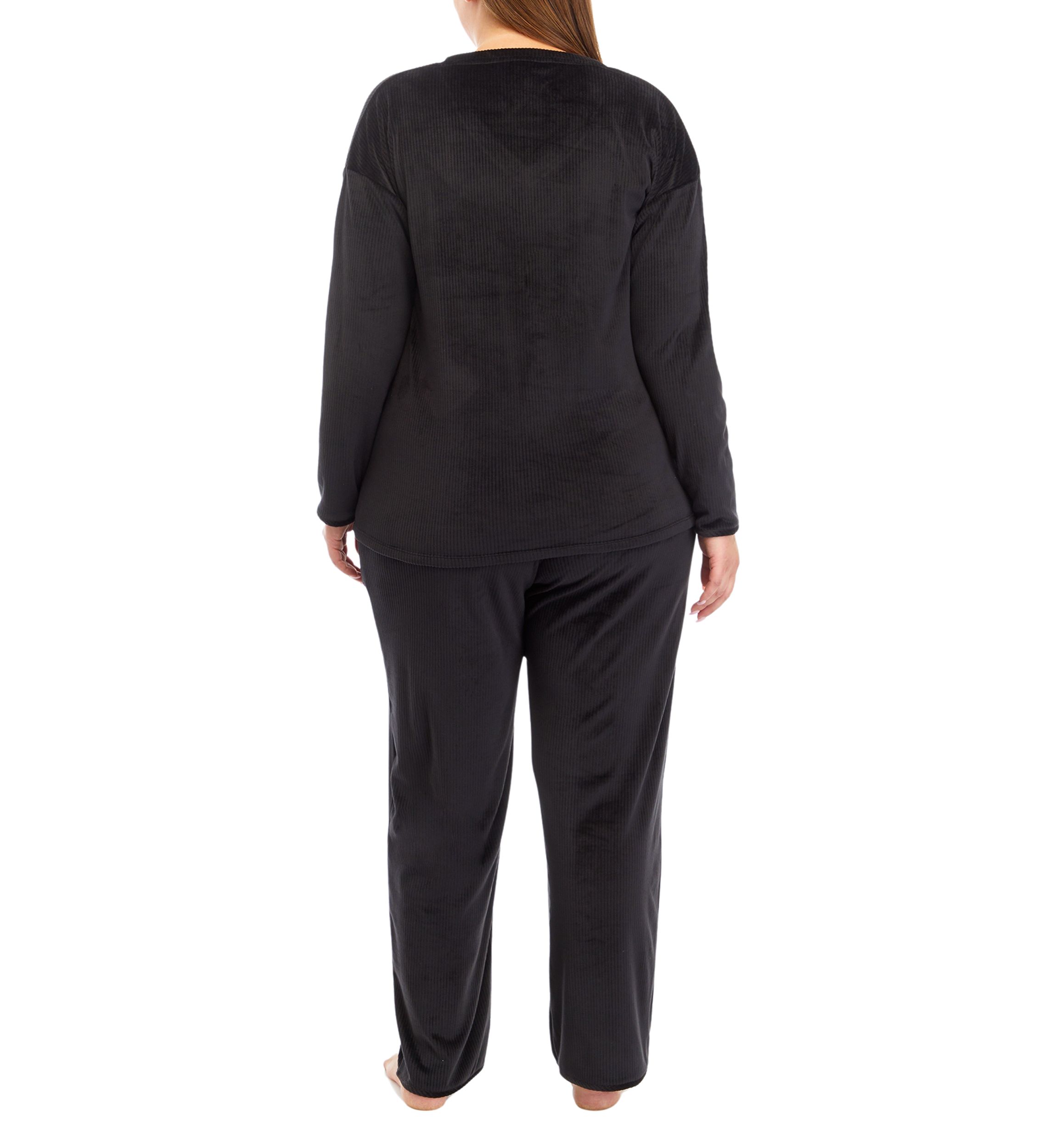 Plus Size Velour Ribbed Pajama Set 
