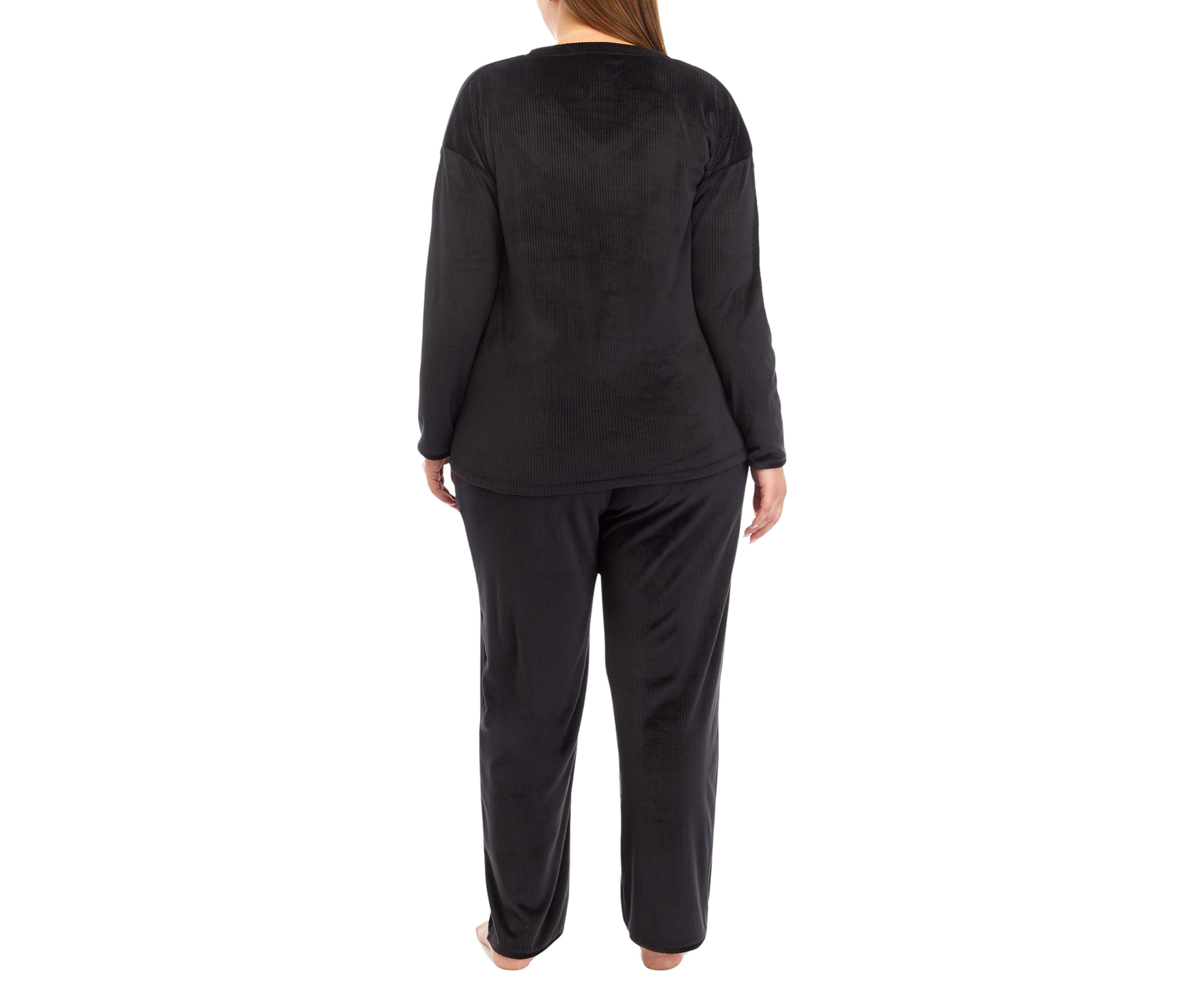 Plus Size Velour Ribbed Pajama Set 